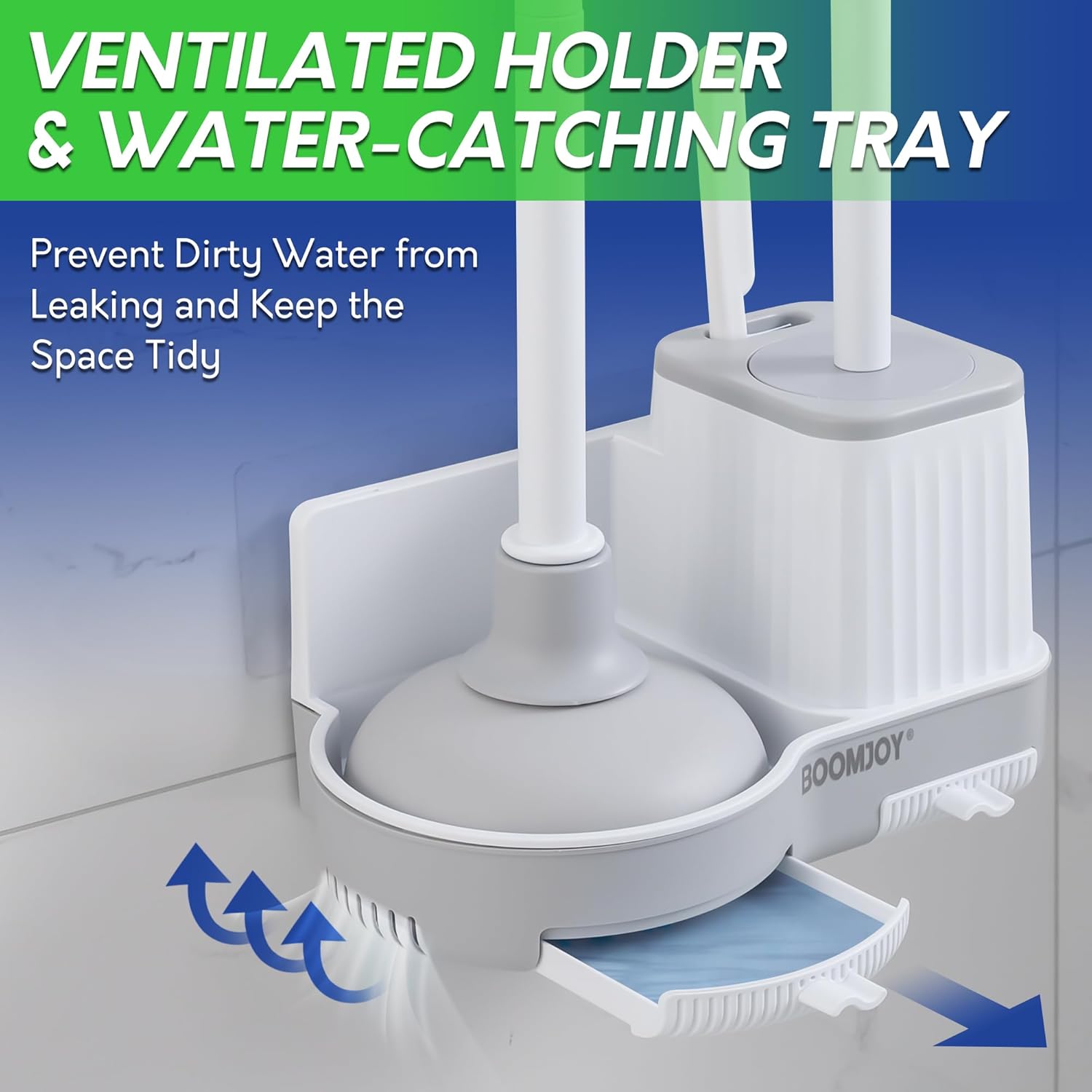 BOOMJOY Toilet Brush and Plunger Set with Hidden Holder