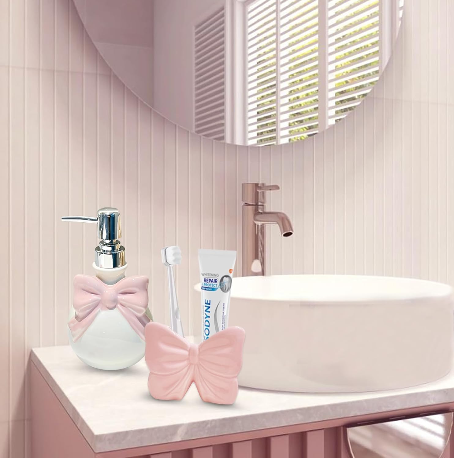 CASTATEO Bow-Shaped Ceramic Toothbrush Holder