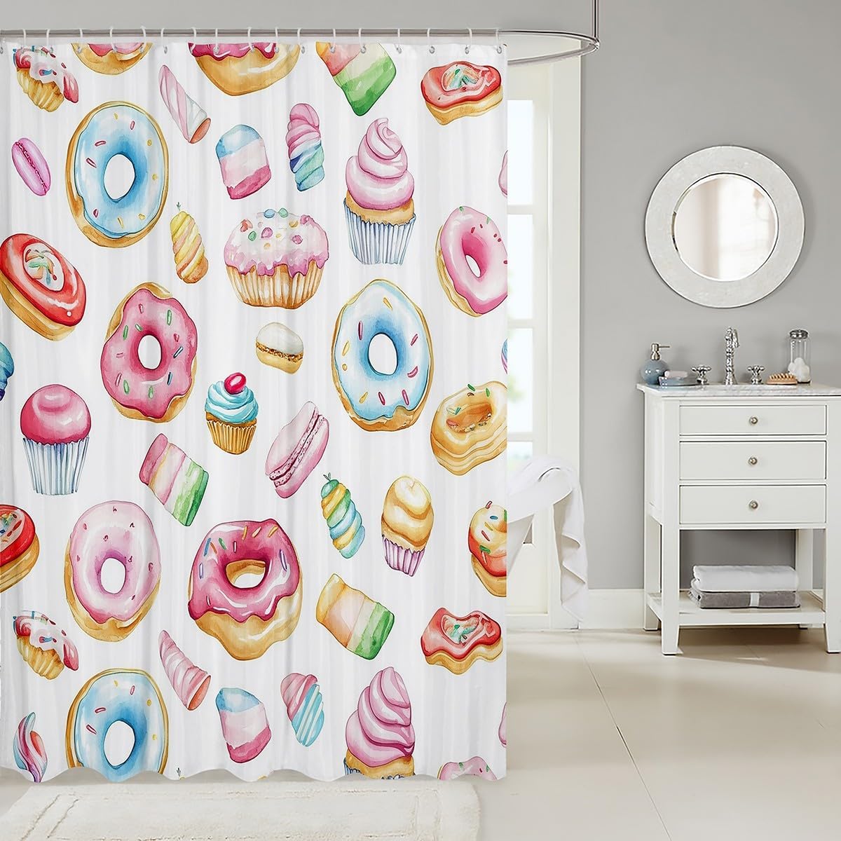 Feelyou Whimsical Dessert Shower Curtain Set 72x72