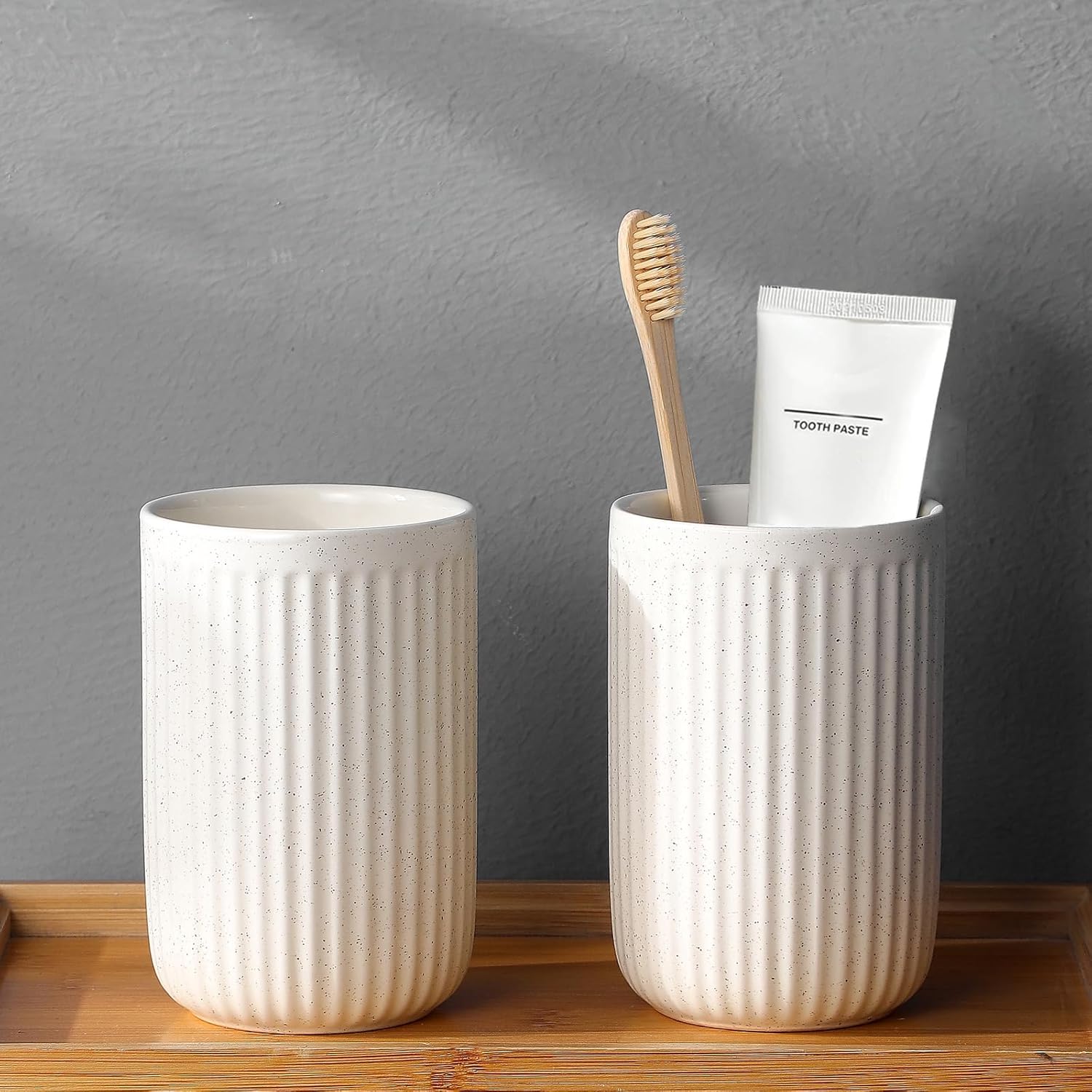 BSDISP 2Pcs Ceramic Toothbrush Holder Set