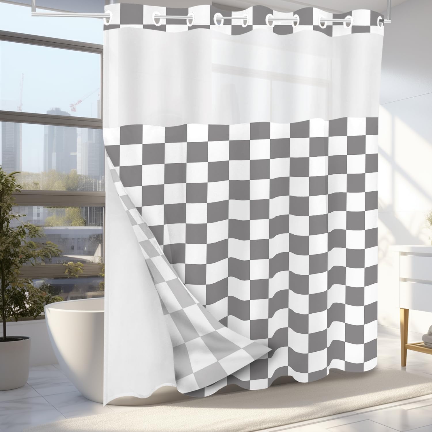 Tititex Luxury Snap-In Liner Shower Curtain Set