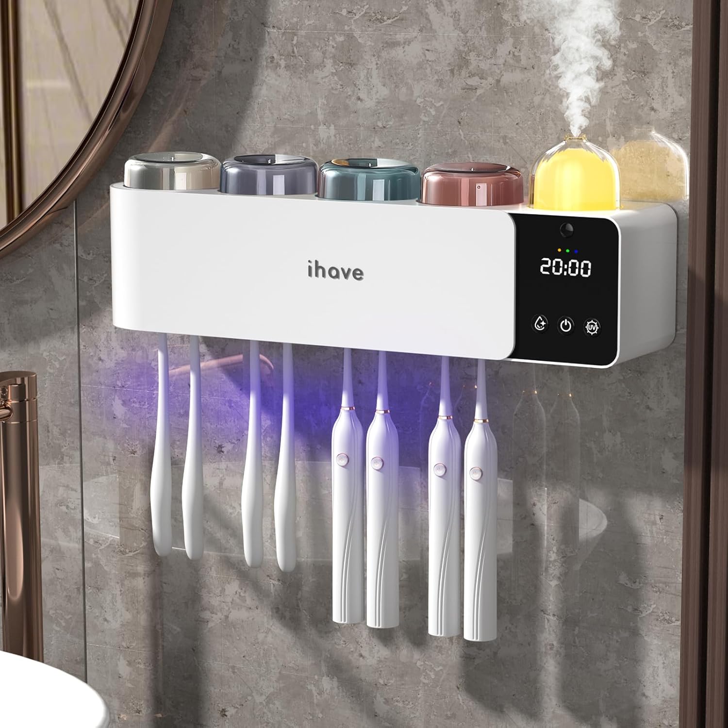 iHave Smart UV Toothbrush Holder with Aromatherapy and Night Light