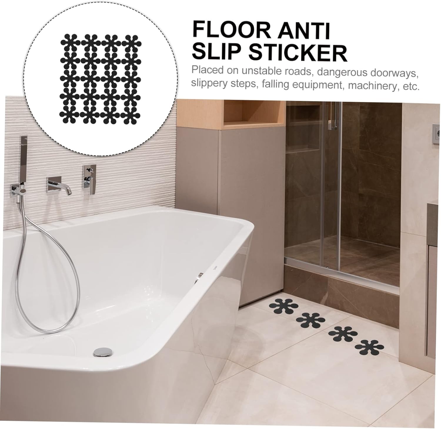 Ciieeo 20pcs Non-Slip Bath Stickers Waterproof Safety Adhesive Sticks Black