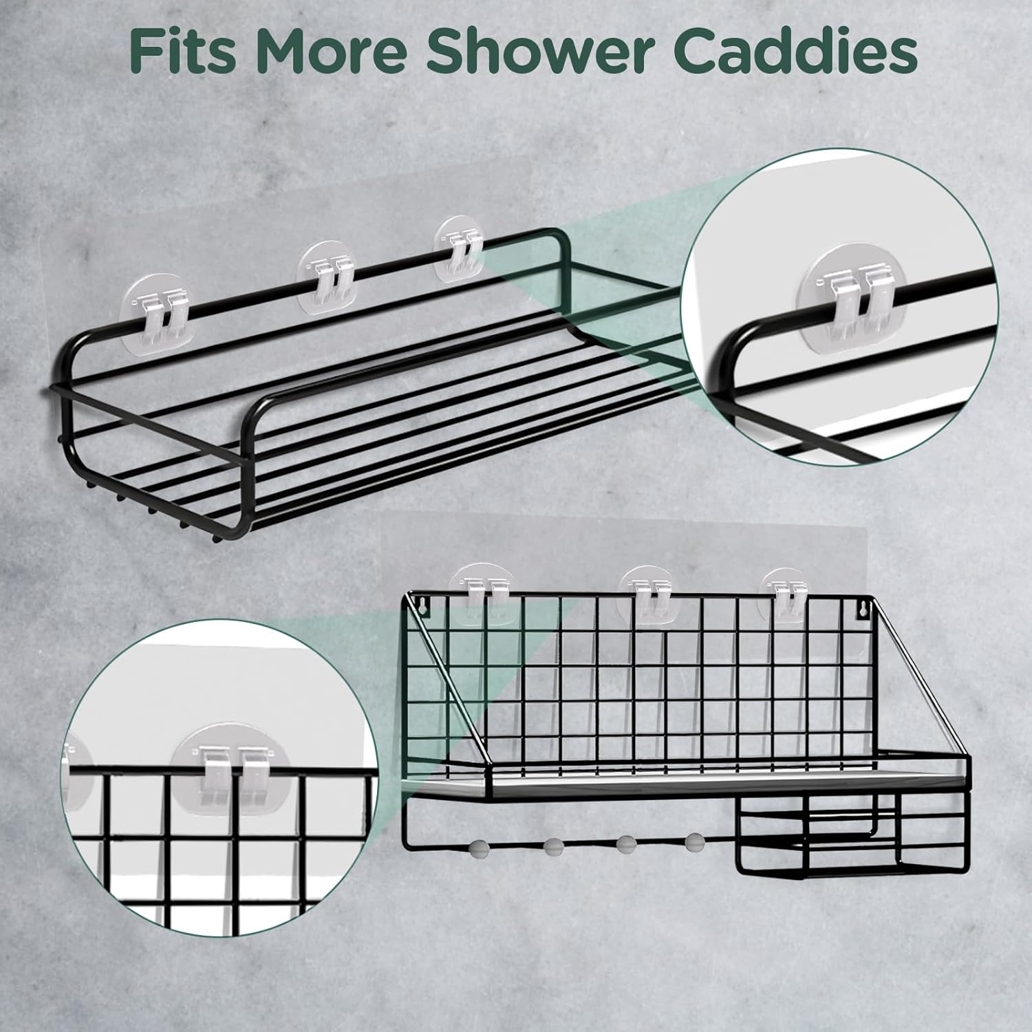 10 Pack Triple Clear Shower Caddy Hooks No Drilling Required 1