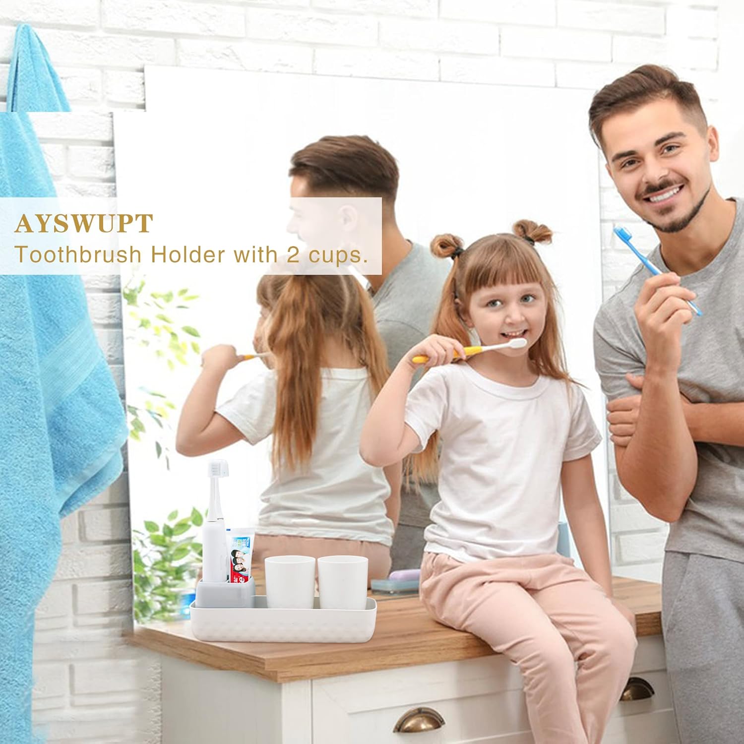 Ayswupt Electric Toothbrush Holder with 2 Cups Set