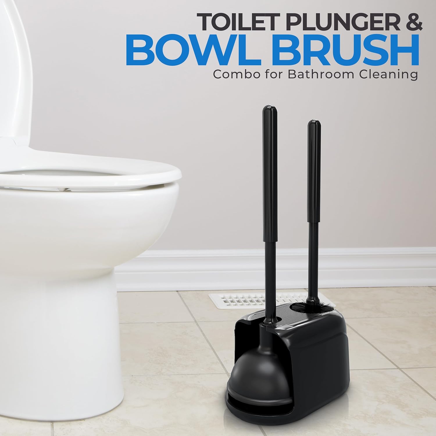 Utopia Home Toilet Plunger and Brush Set with Holder