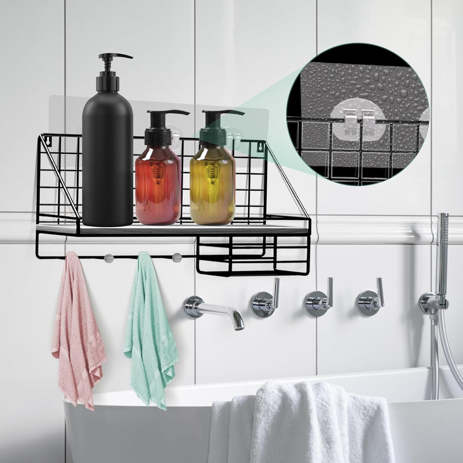 10 Pack Triple Clear Shower Caddy Hooks No Drilling Required 1