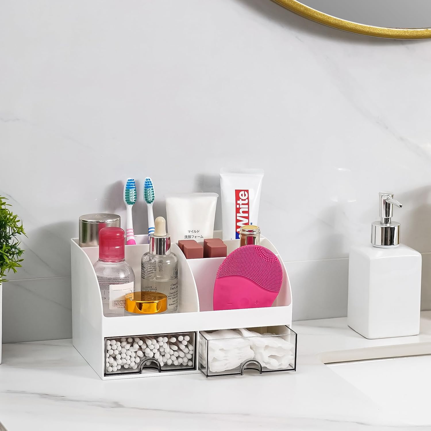 VITVITI Toothbrush Holders with 2 Drawers and 6 Compartments