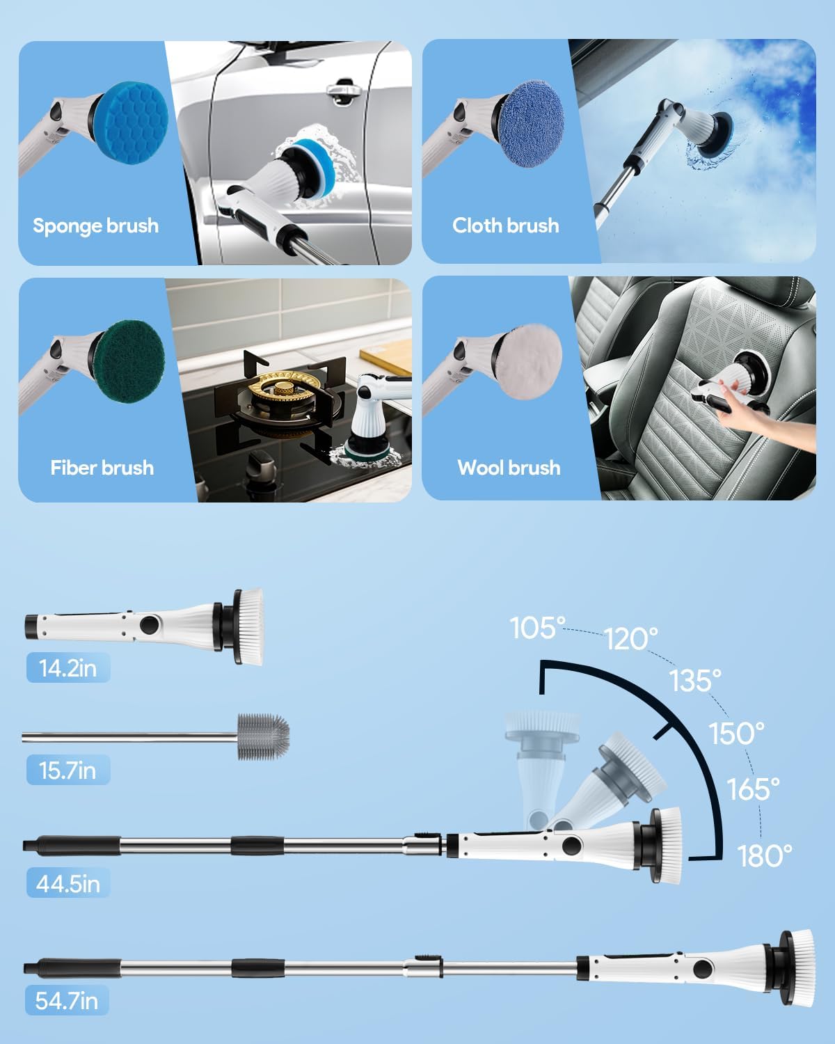Leebein Electric Spin Scrubber with 8 Brush Heads 1