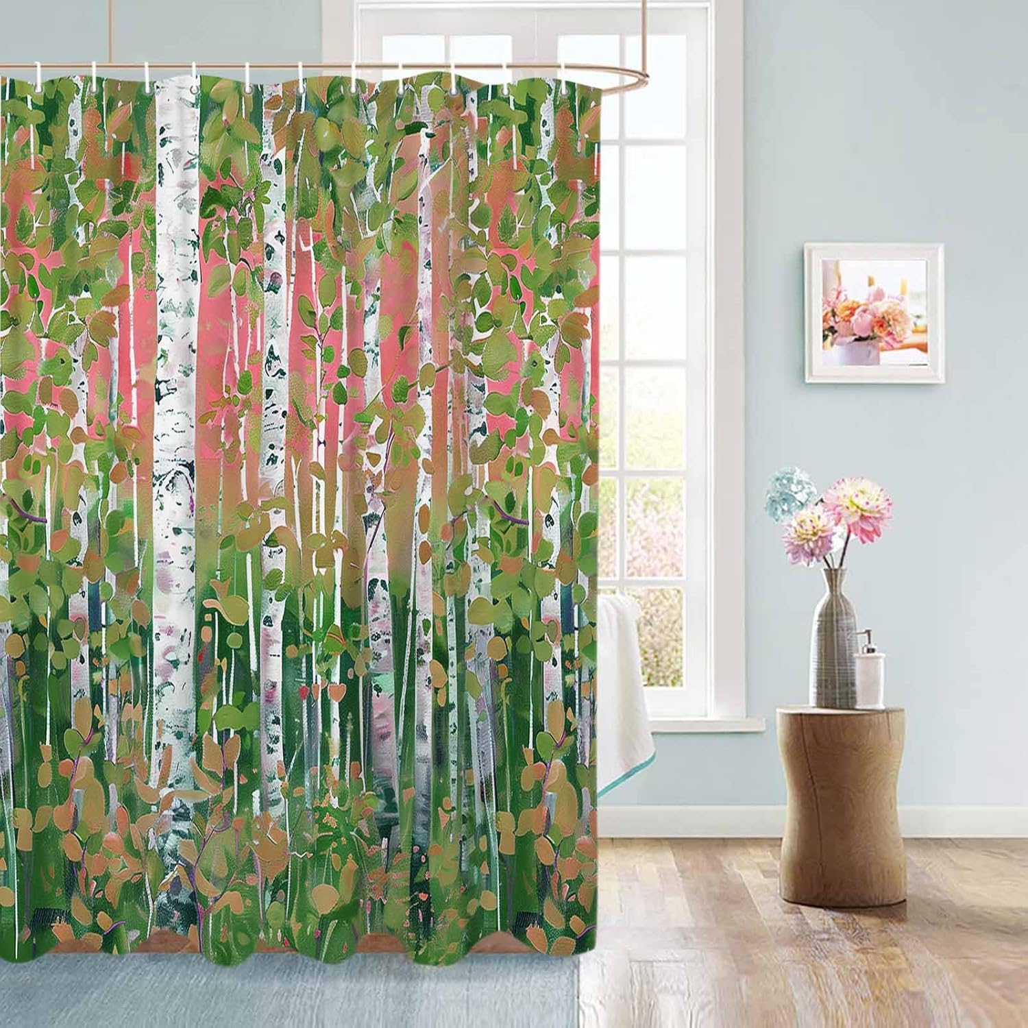 72 Inches Waterproof Shower Curtain Set with 12 Hooks 1