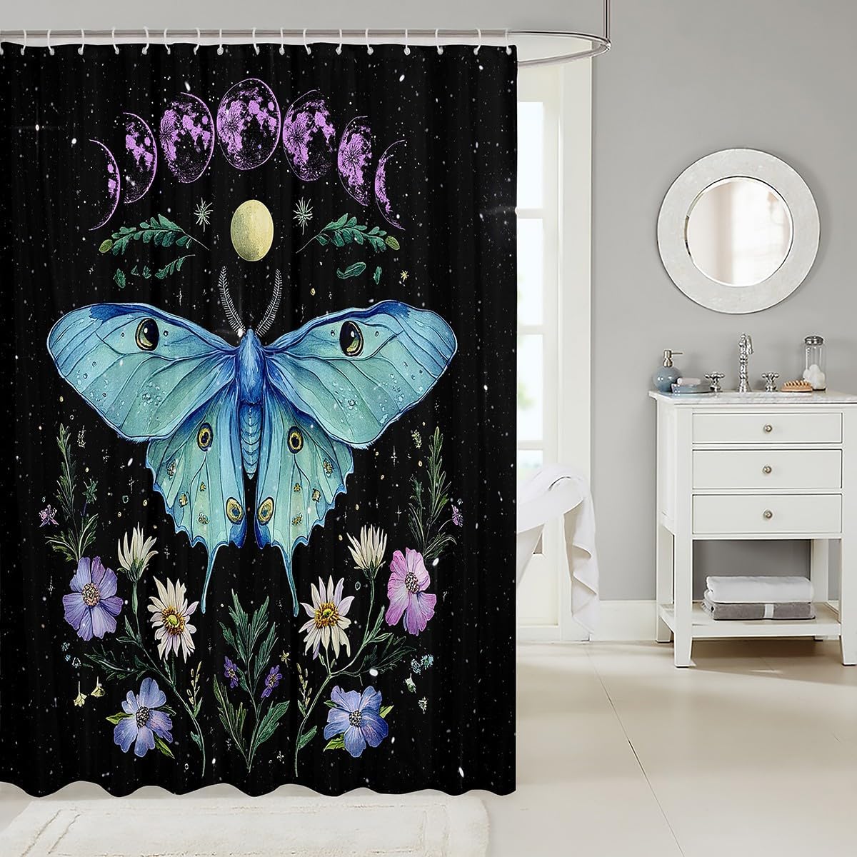 Feelyou Death Moth Shower Curtain Set 72x78