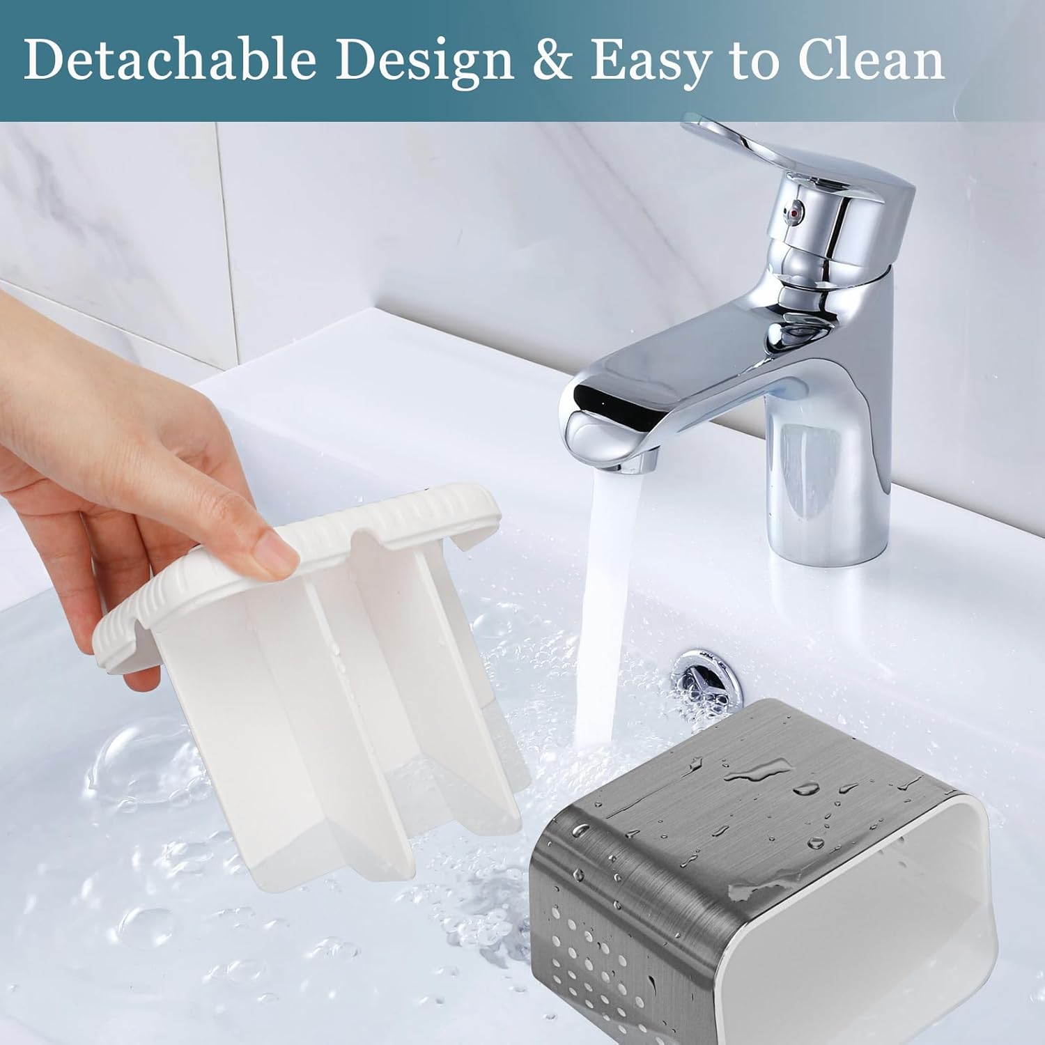 Brushed Nickel Toothbrush Holder for Bathroom Multifunctional Organizer Non-Slip Drainage