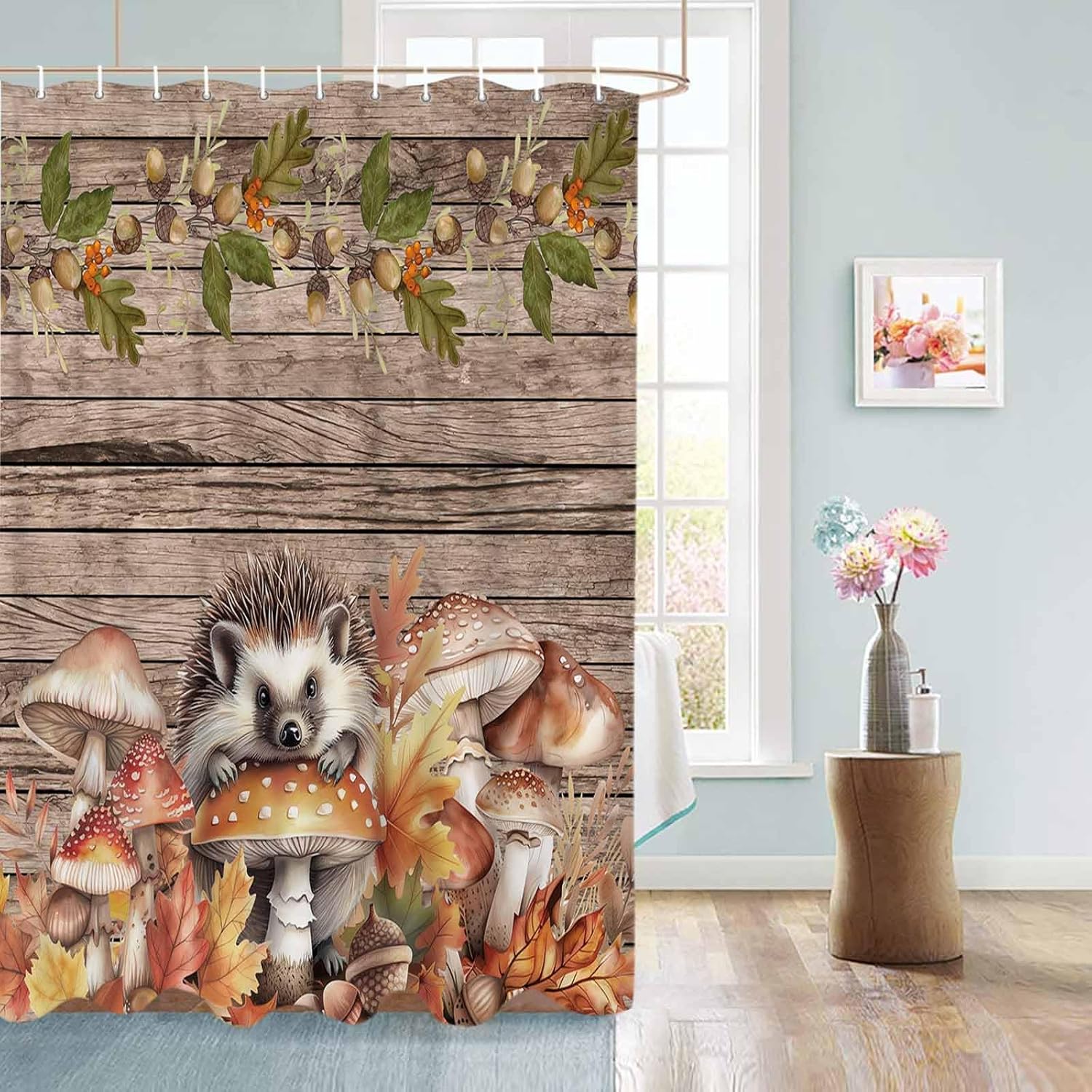 Funnywall88 72x72 Inch Waterproof Shower Curtain Set with 12 Hooks