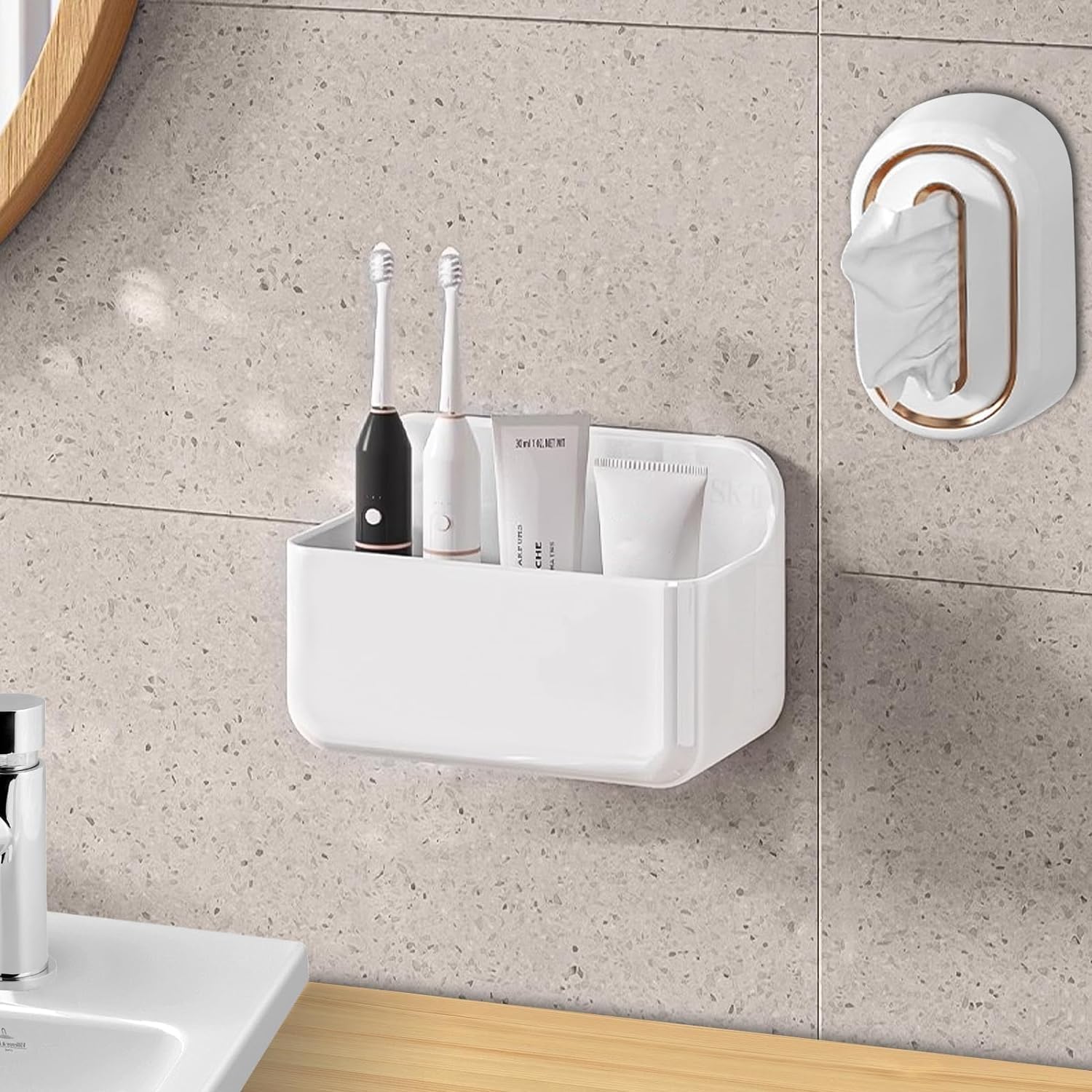 ANRUI Wall Mounted Shower Shelf - White