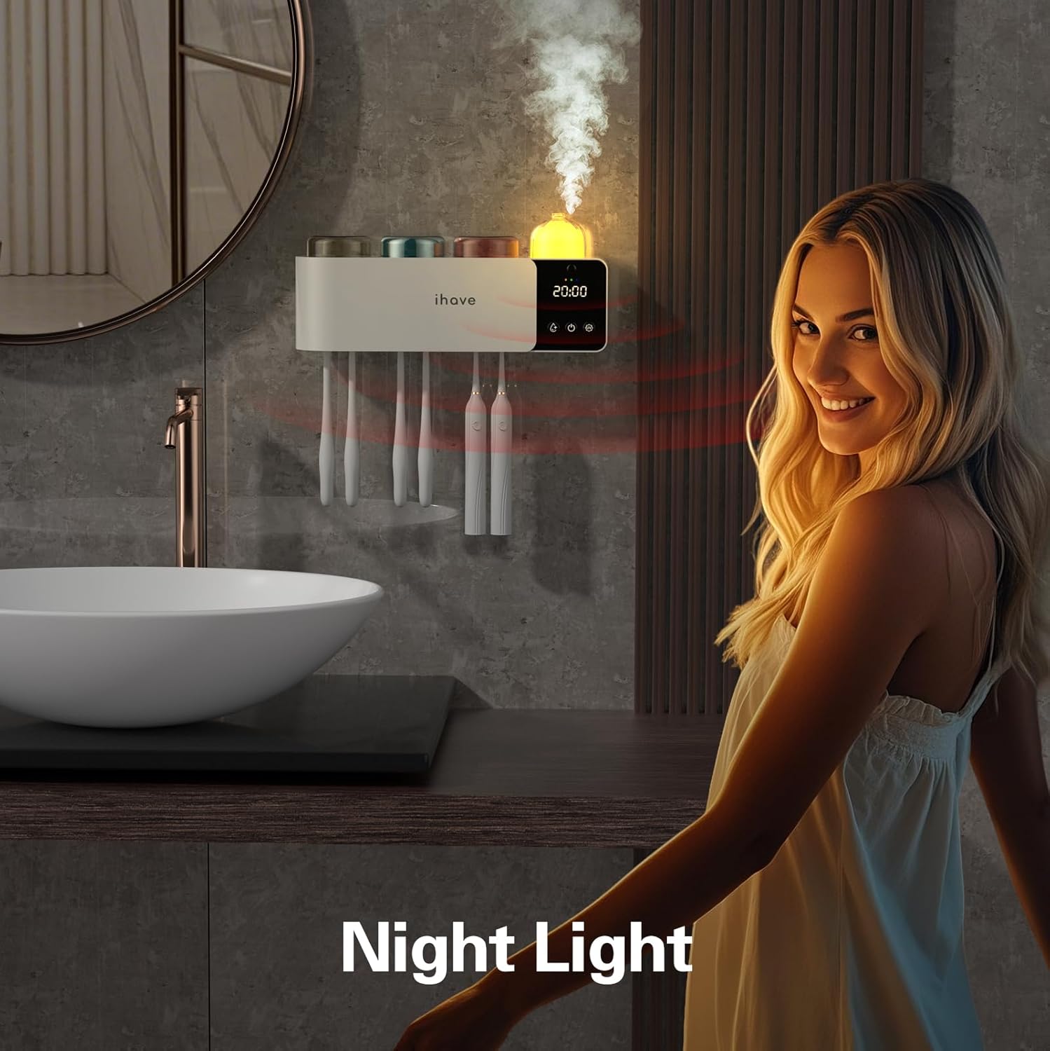 iHave UV Toothbrush Sanitizer and Holder with Aromatherapy and Night Light