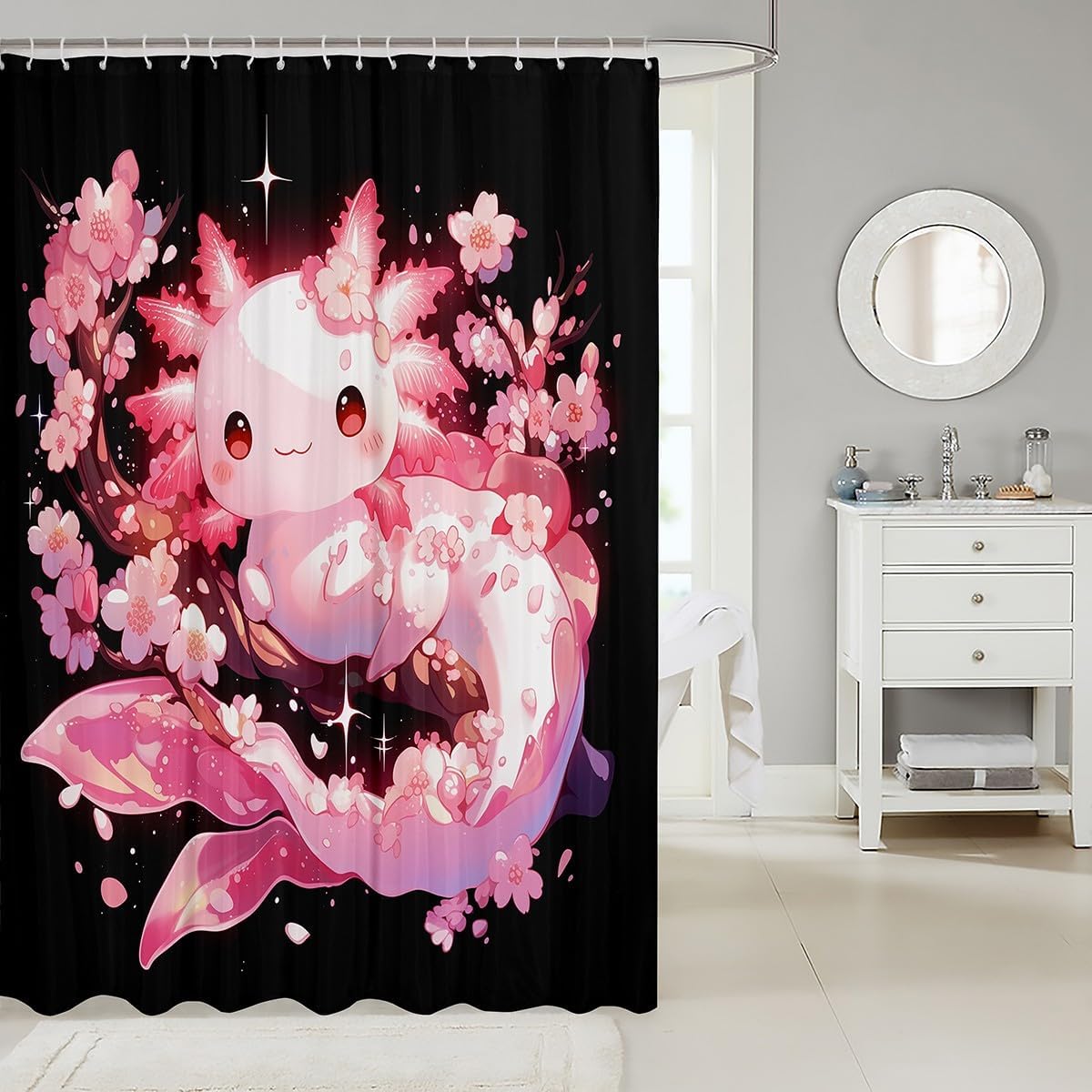 Feelyou Kawaii Axolotl Shower Curtain Set 72x78