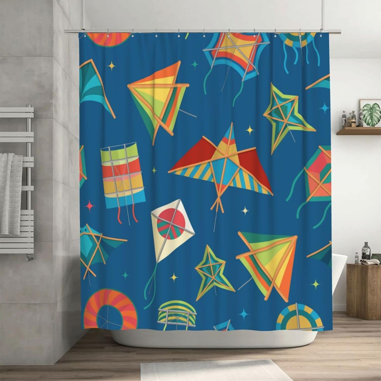 Cartoon Paper Kites Fly Shower Curtain 72x72 Inches with Hooks