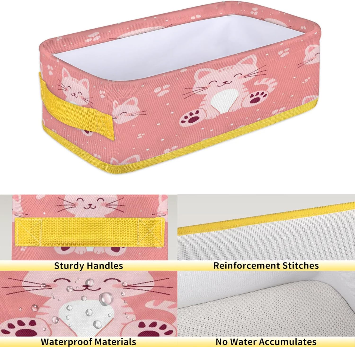 Cute Cat Toilet Tank Topper Paper Basket with Handles