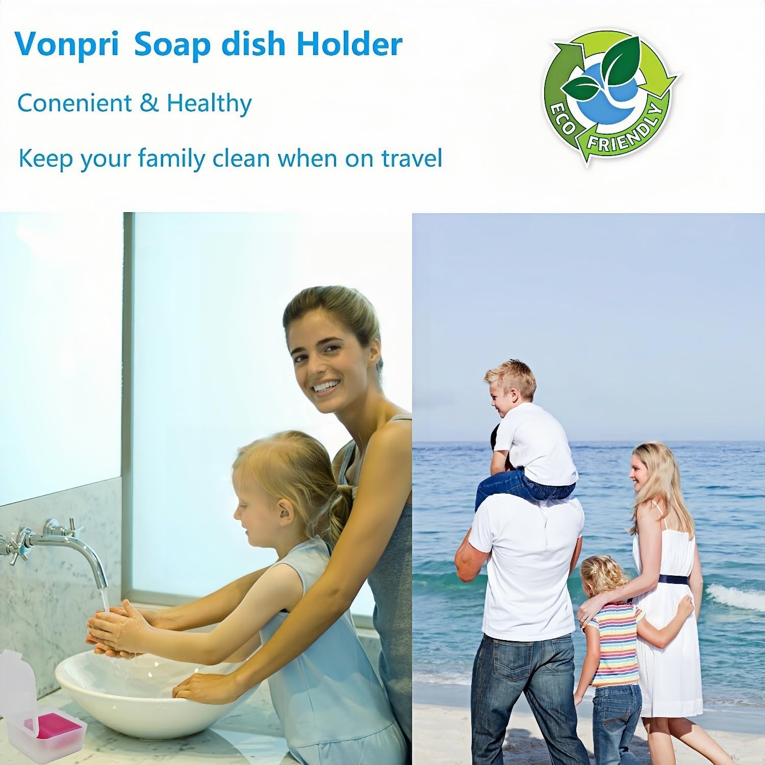 Vonpri Travel Soap Dish with Frosted Clear Design