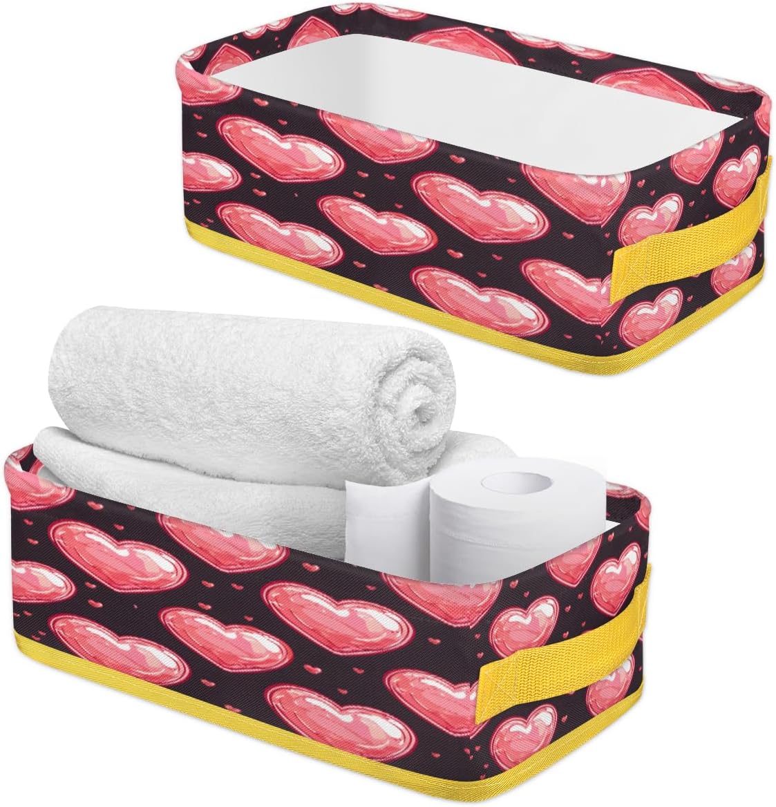 Valentines Heart Toilet Paper Storage Basket with Handle