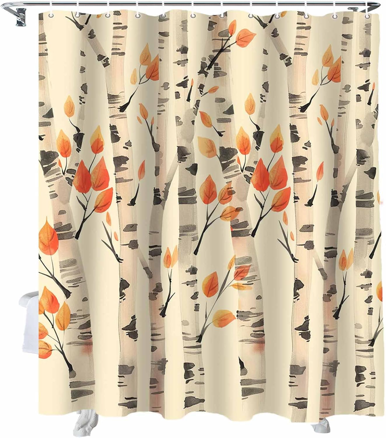 72 Inch Forest Watercolor Shower Curtain Set