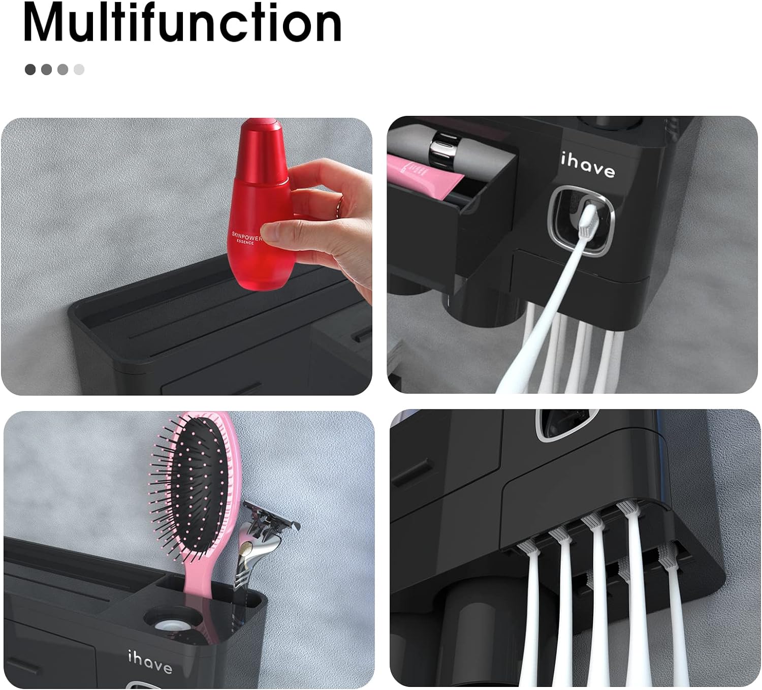 iHave Wall Mounted Toothbrush Holder with Dispenser