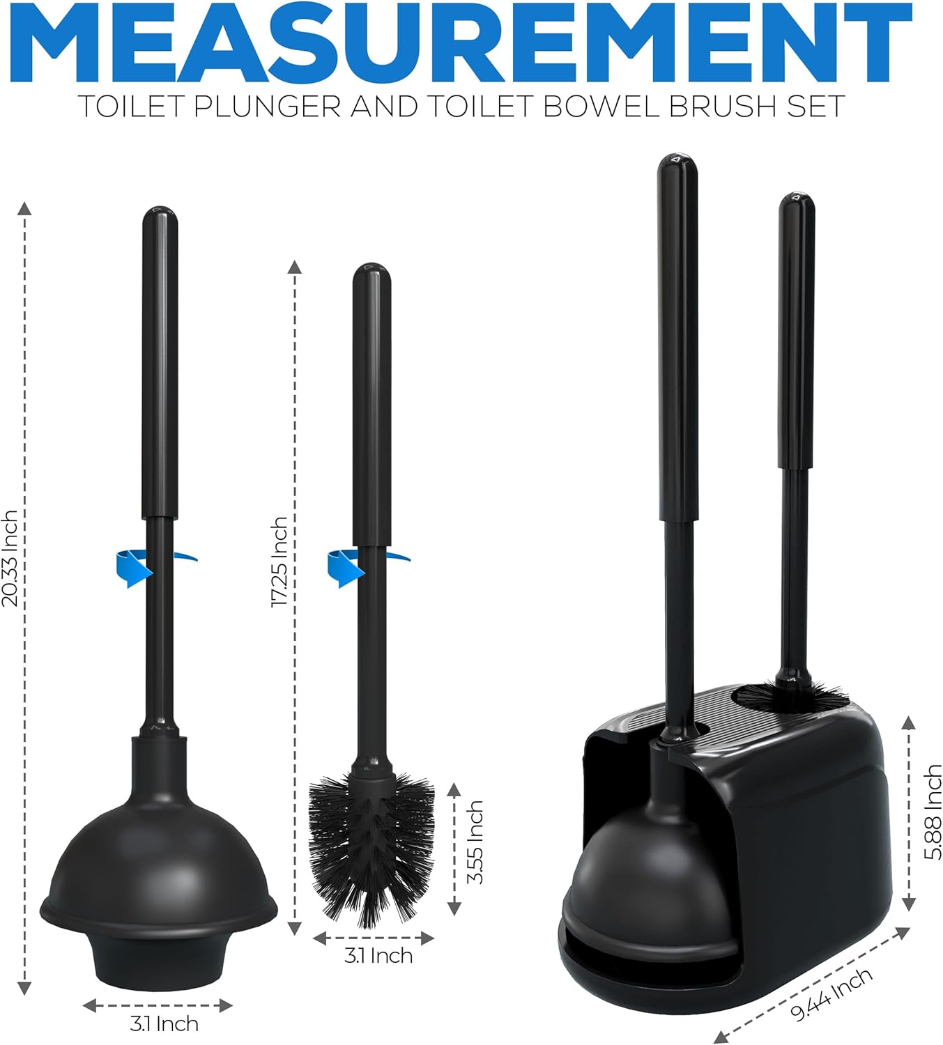 Utopia Home Toilet Plunger and Brush Set with Holder