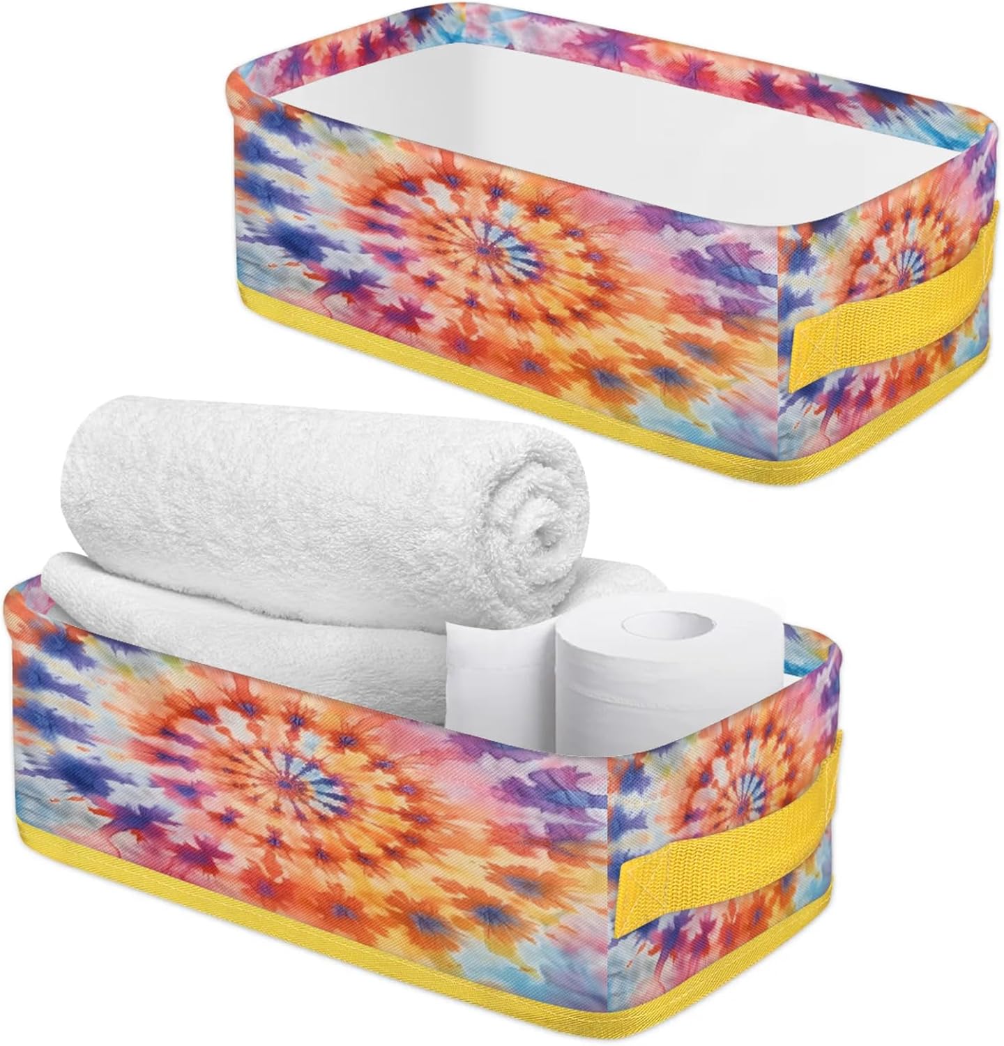 Snatocys Tie Dye Toilet Paper Basket with Handles