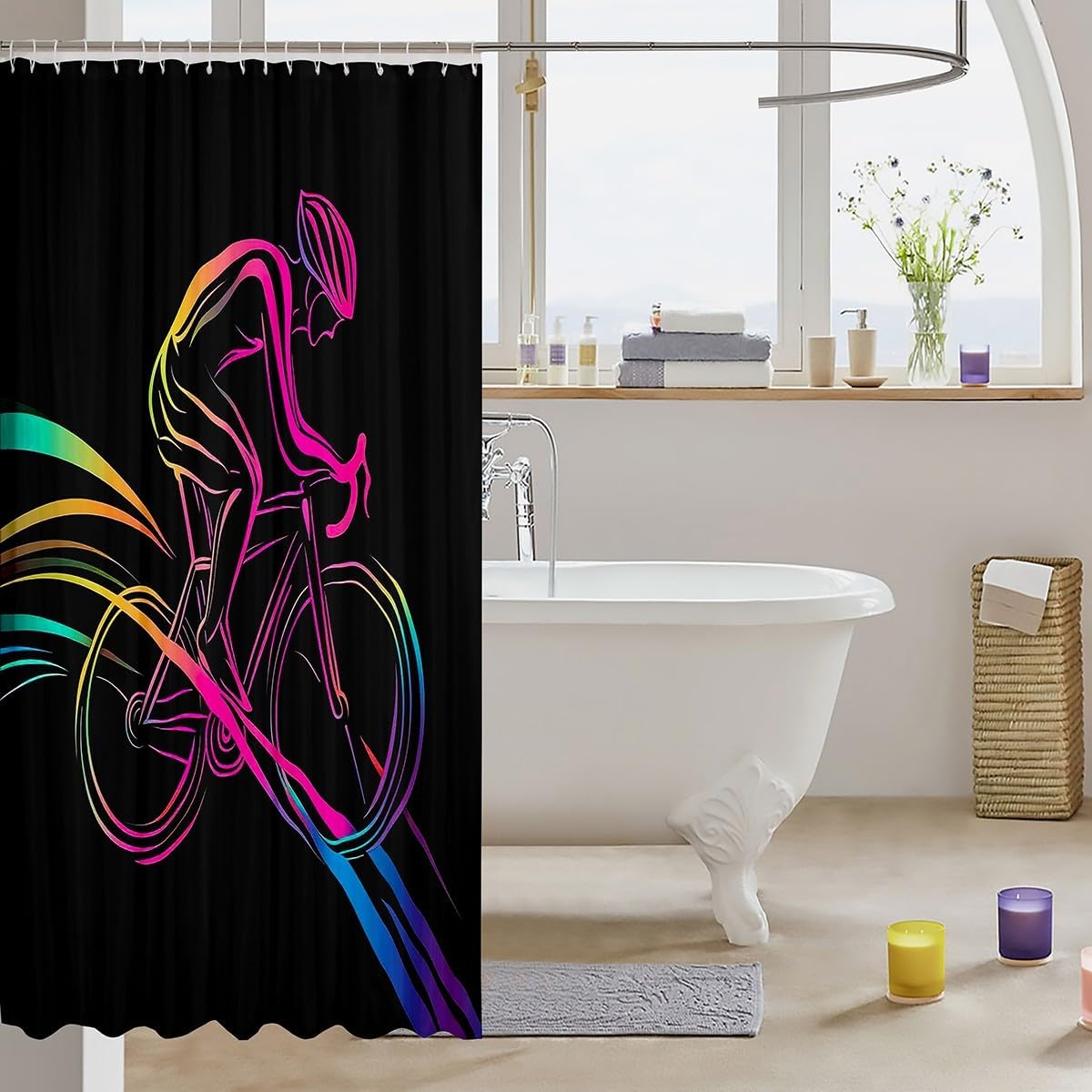Feelyou Bicycle Rider Shower Curtain 72x84