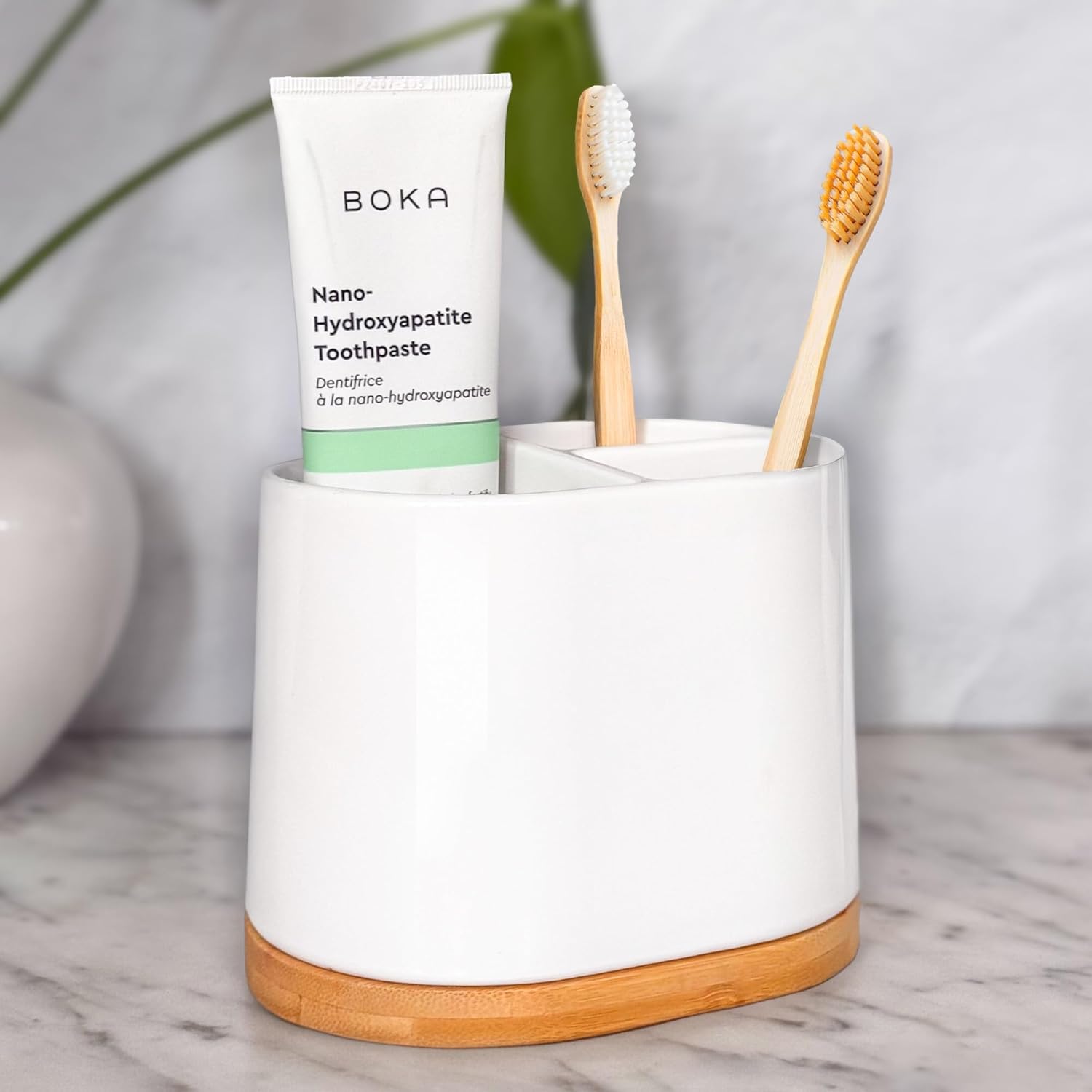 Daily Ritmo Large Toothbrush Holder with Bamboo Base