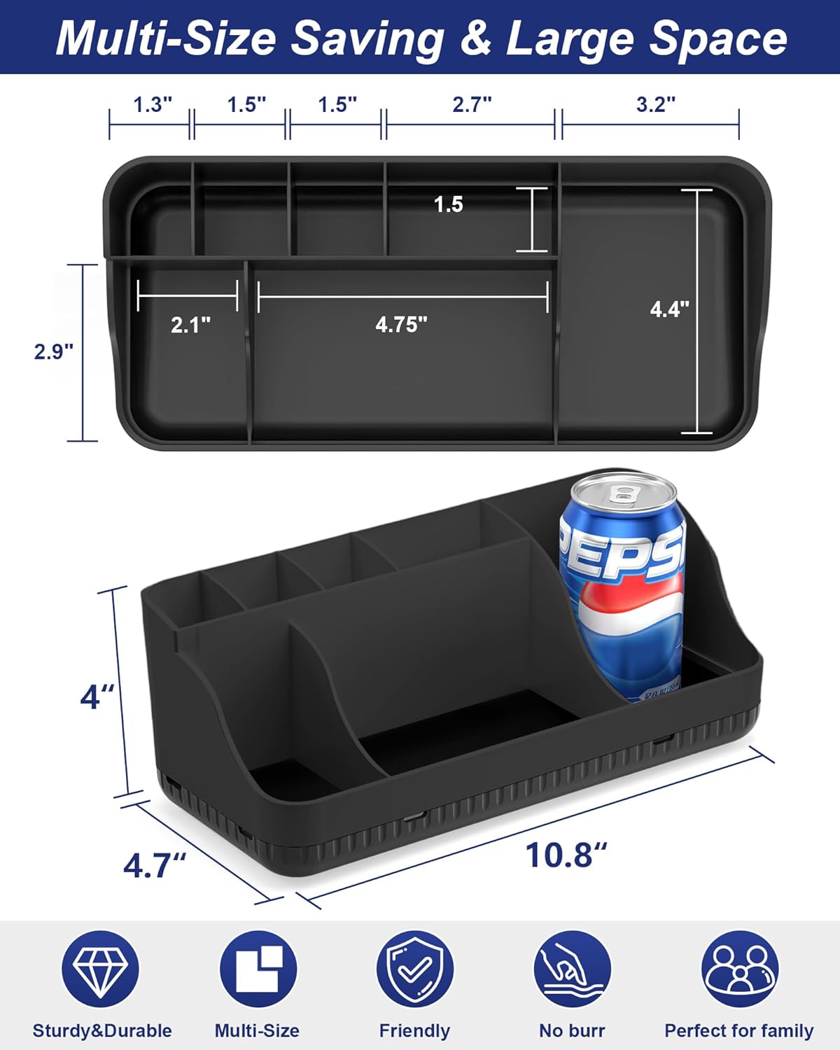 Homtalker 7-Slot Bathroom Counter Organizer with Anti-Slip Design