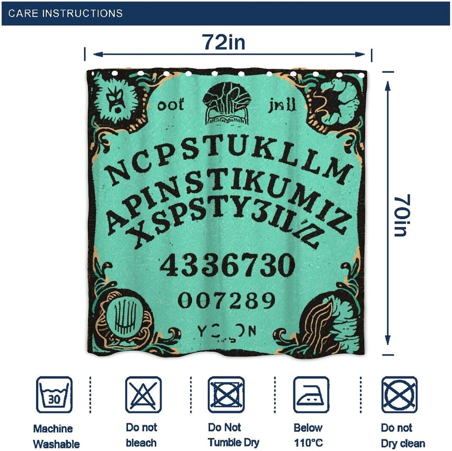 Magical Witchcraft Spirit Board Shower Curtain with 12 Hooks 72x72 Inch