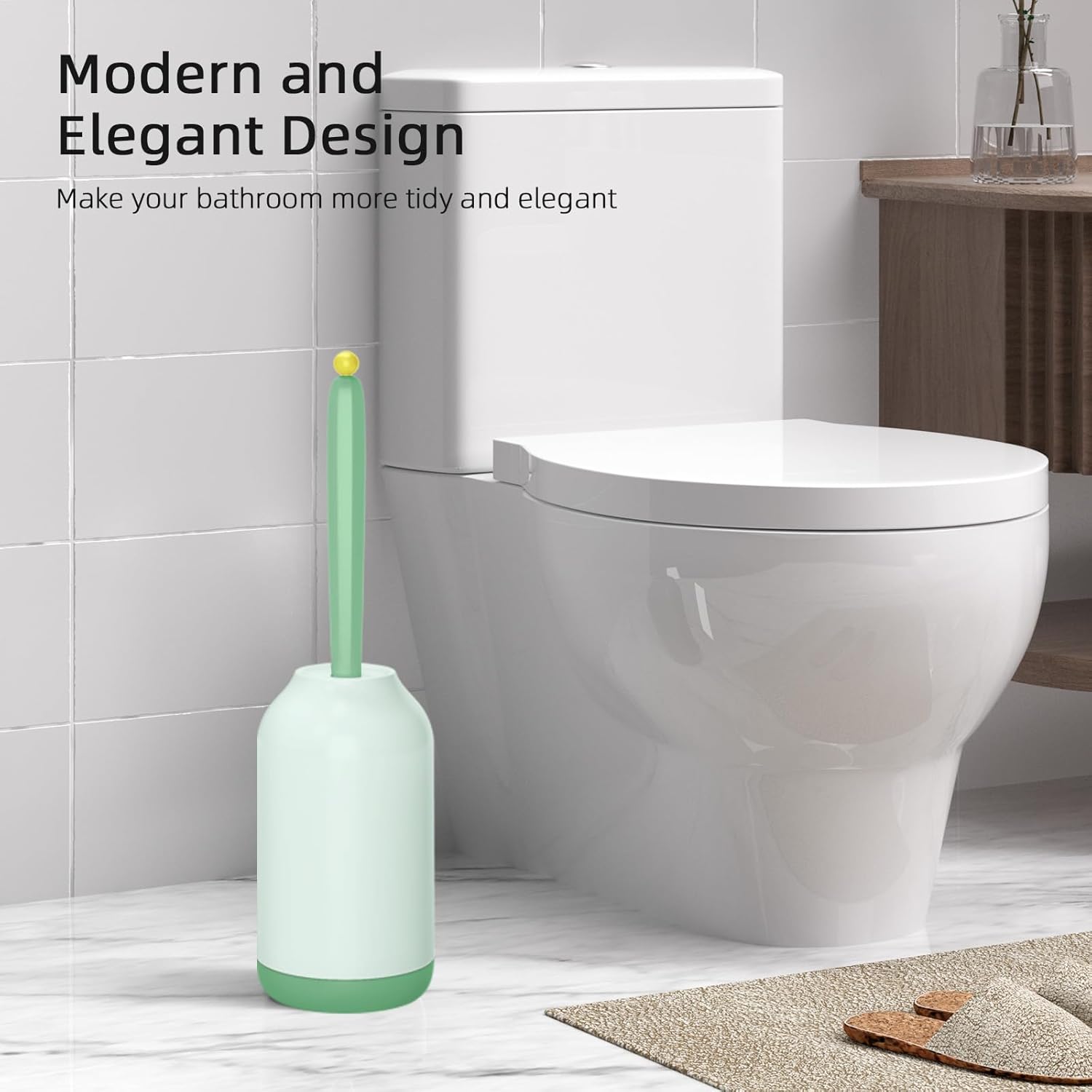 HAMITOR Toilet Brush Holder Set - Green 1