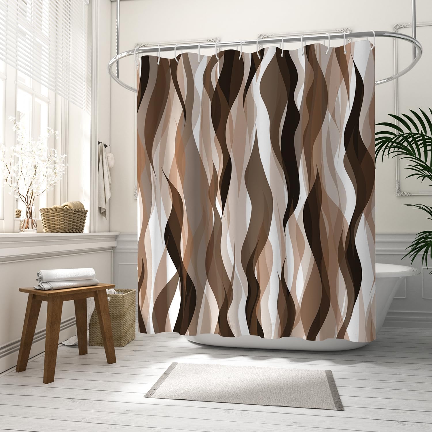 ChloropLastid Brown Modern Boho Shower Curtain