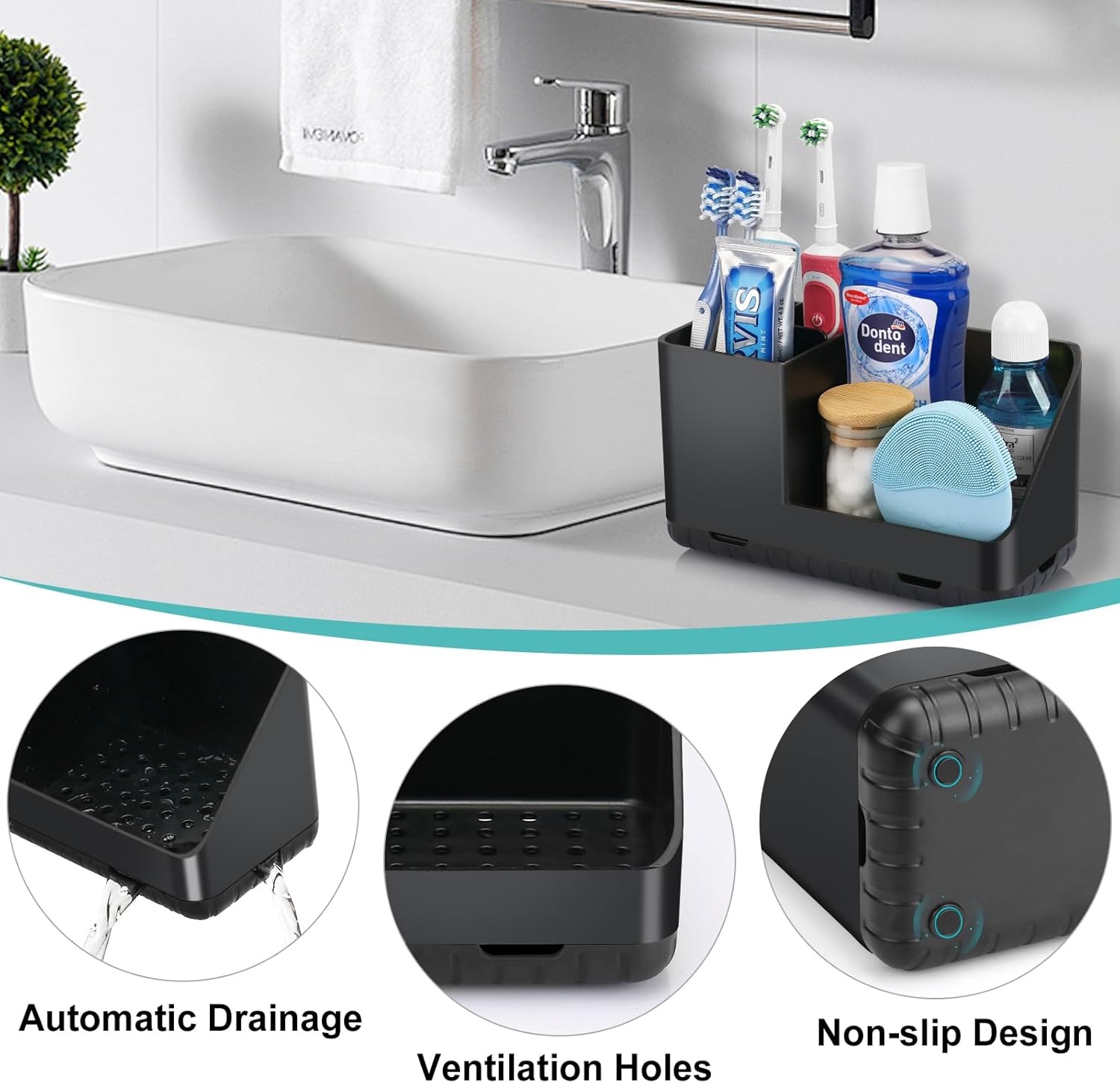 PARKMANI Toothbrush Holder with Drainage and Storage