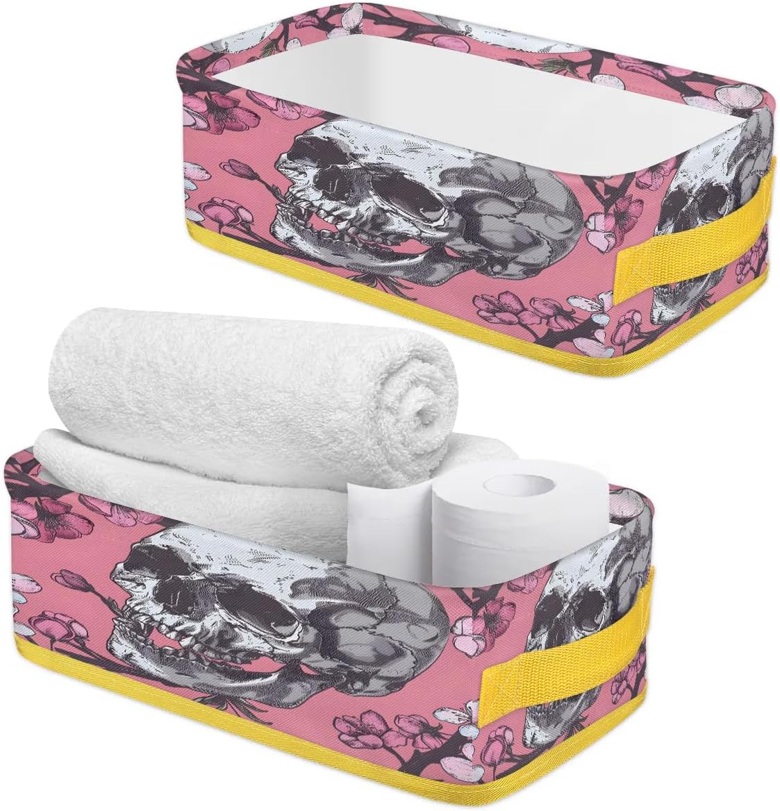 Tablerazzi Pinks Skull Toilet Paper Basket with Handle
