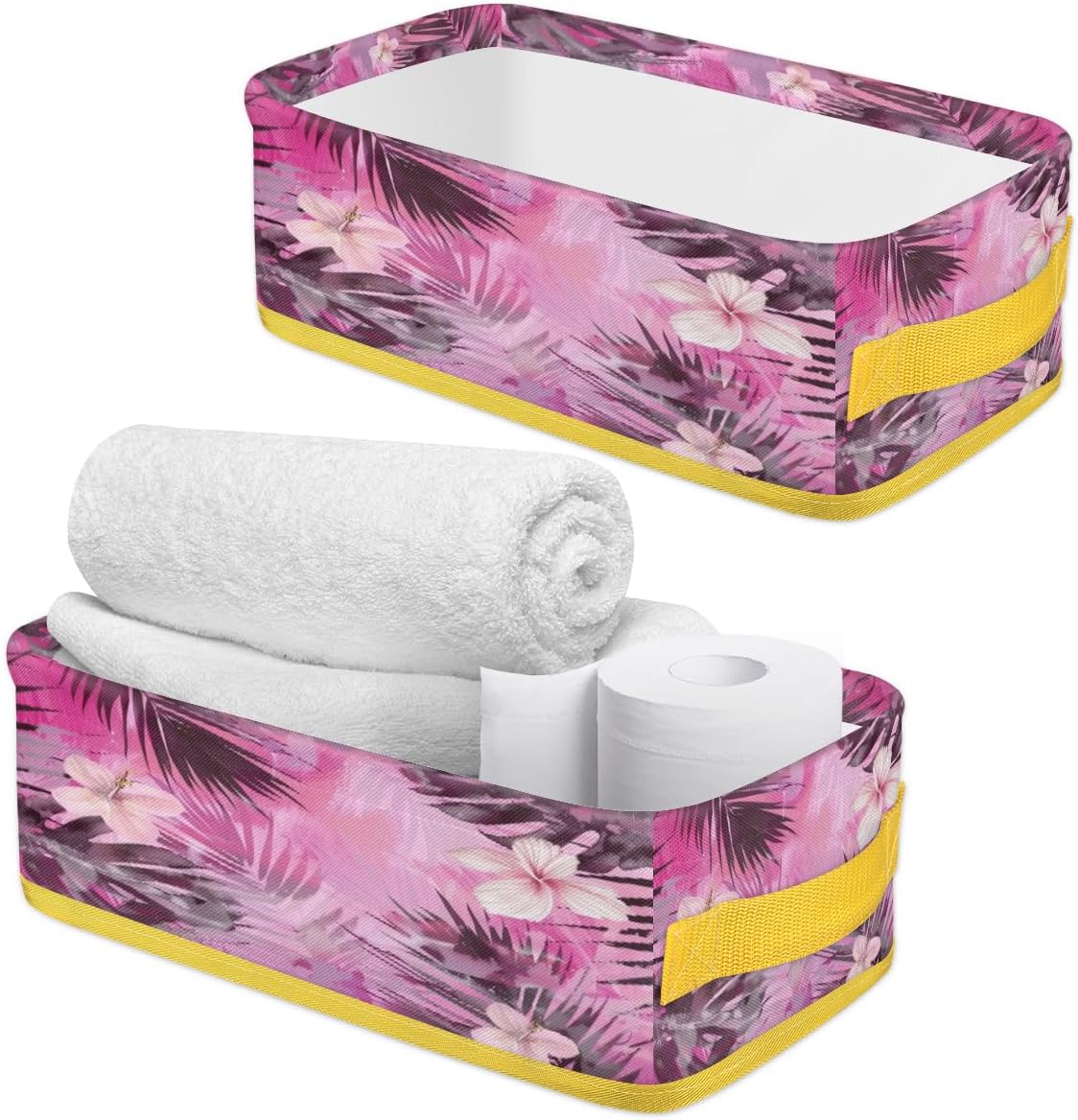 Flower Tropical Toilet Paper Basket with Handle 1