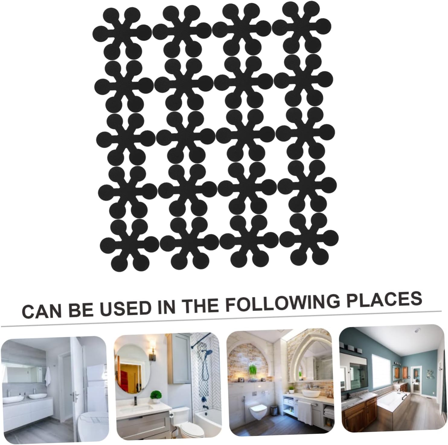 Ciieeo 20pcs Non-Slip Bath Stickers Waterproof Safety Adhesive Sticks Black