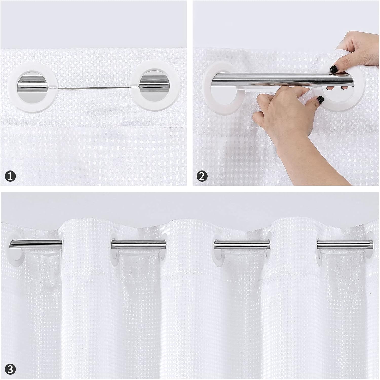 MitoVilla White Waffle Shower Curtain 36x74