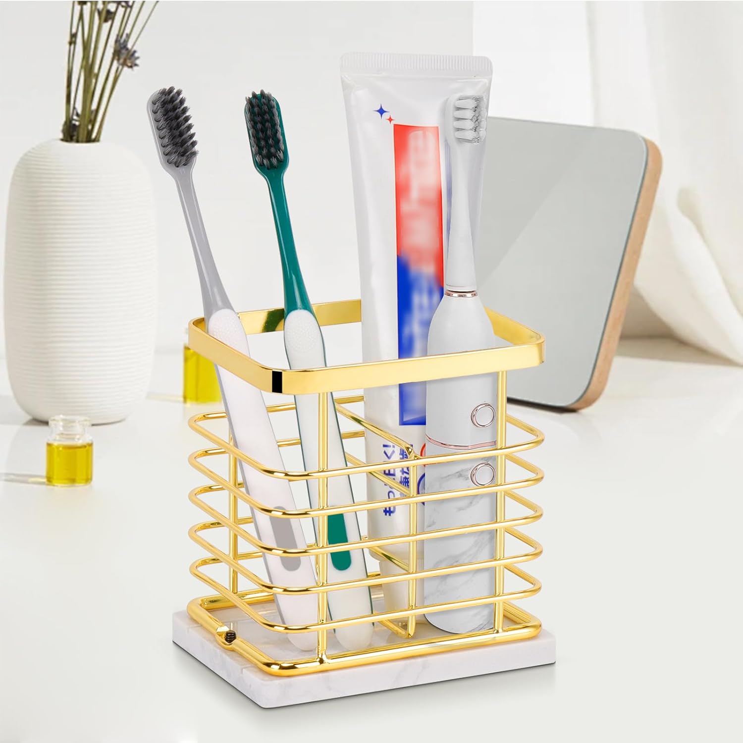HarJue Luxury Toothbrush Holder with Marble Base
