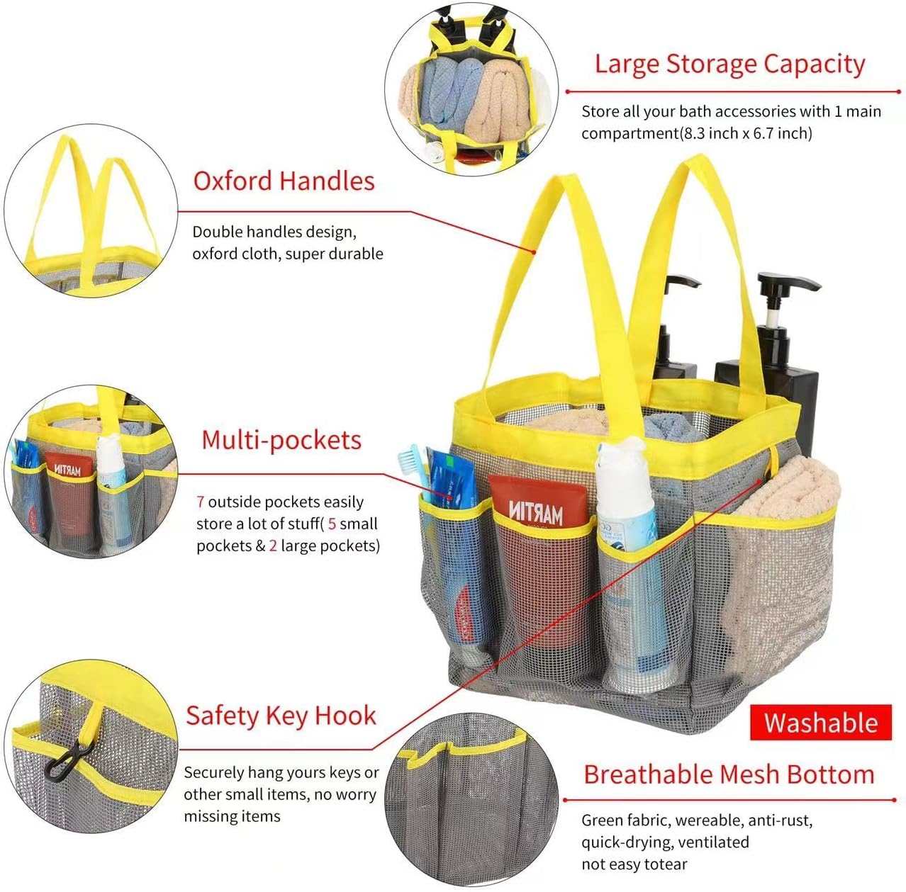 2 Pack Nvatorfox Shower Caddy with Key Hook