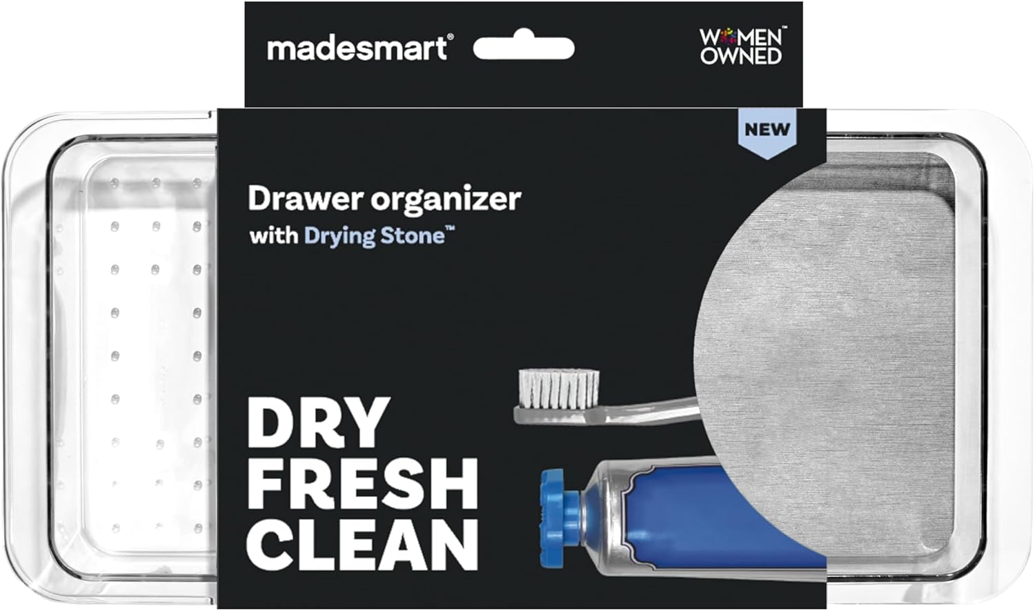 Madesmart Dental Tray Drawer Organizer with Drying Stone