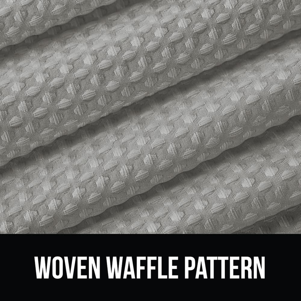 Gorilla Grip Bath Mat Set and Waffle Shower Curtain Bundle in Gray