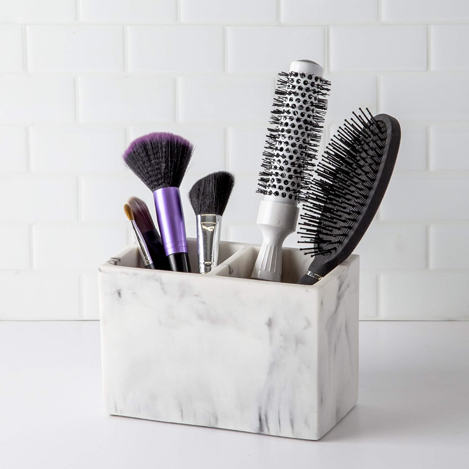 BINO Multi-Purpose 2 Compartment Organizer - Marble Style for Bathroom and Vanity