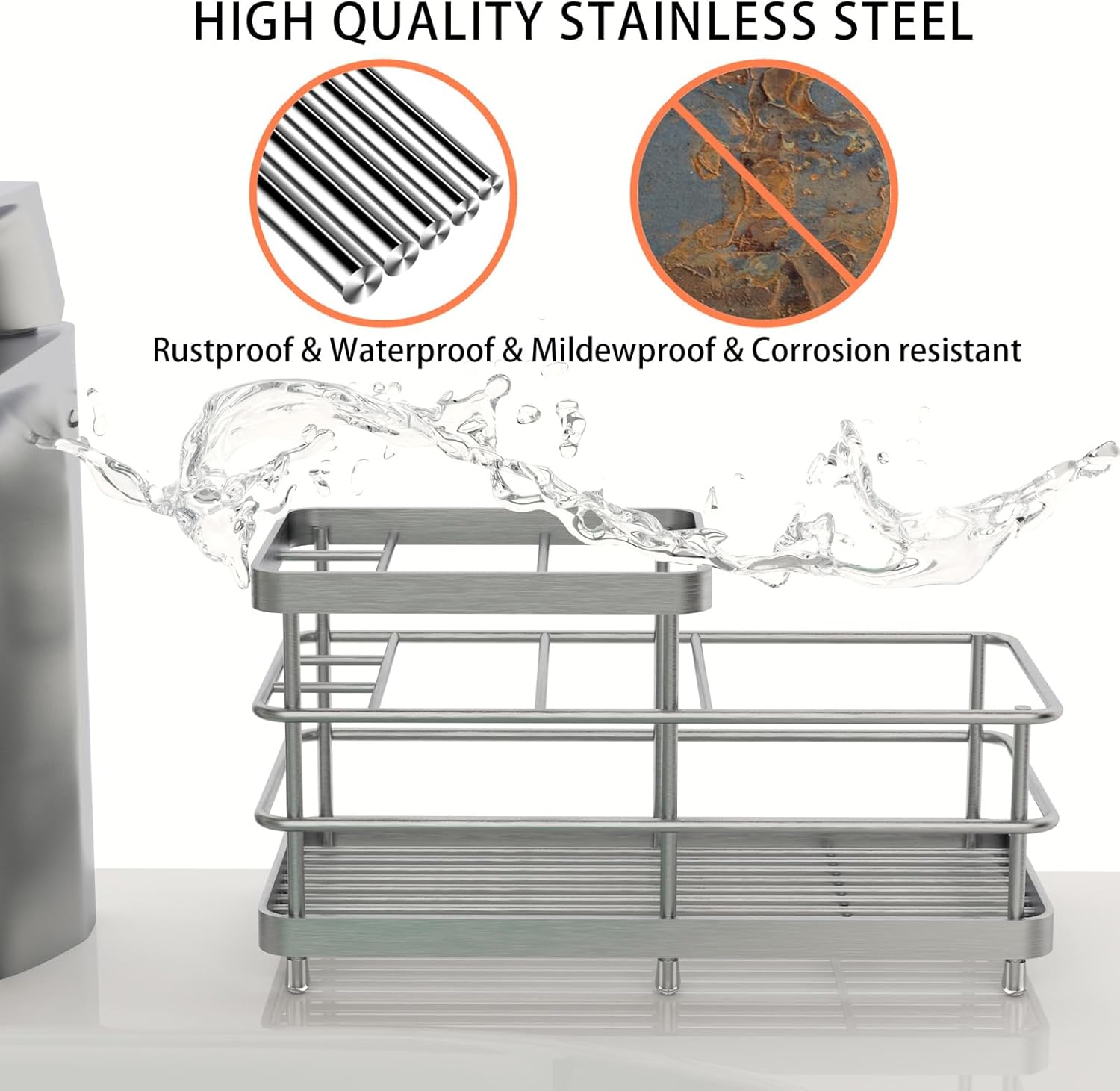 WHALCHI 6 Slots Rustproof Metal Toothbrush Holder Silver