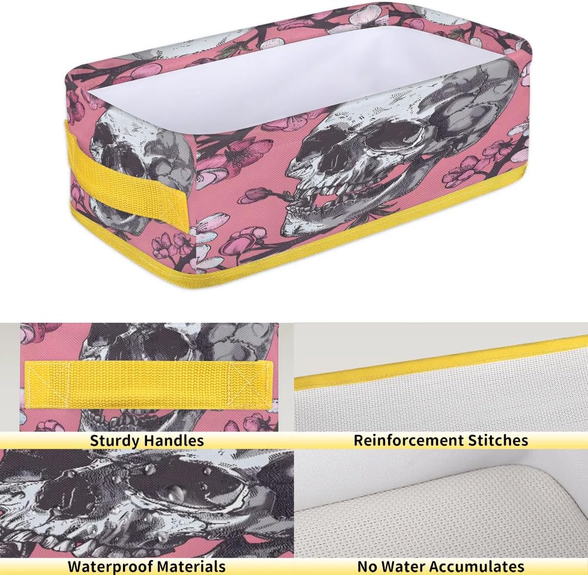 Tablerazzi Pinks Skull Toilet Paper Basket with Handle