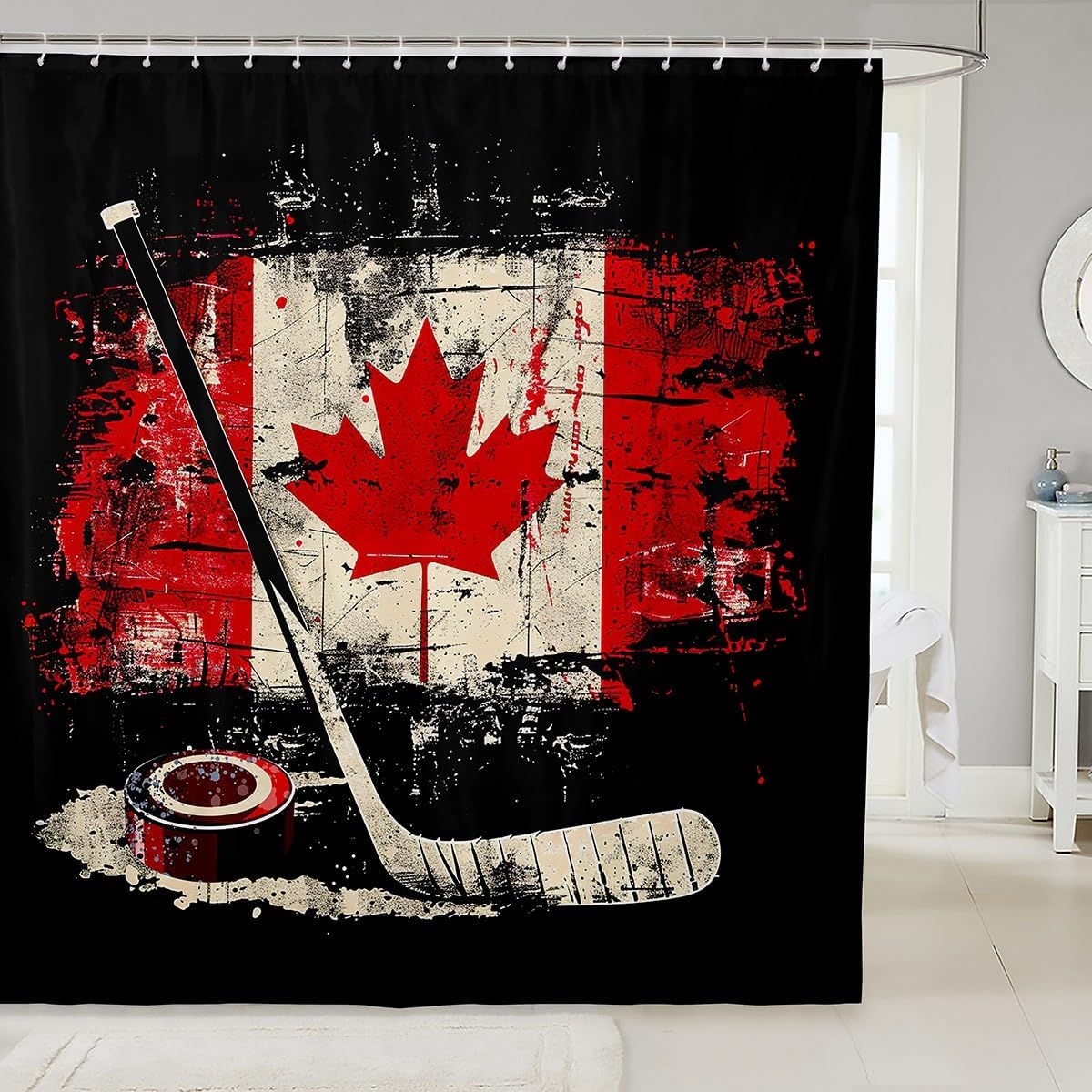 Feelyou Kids Hockey Shower Curtain 72x84 Canada Flag