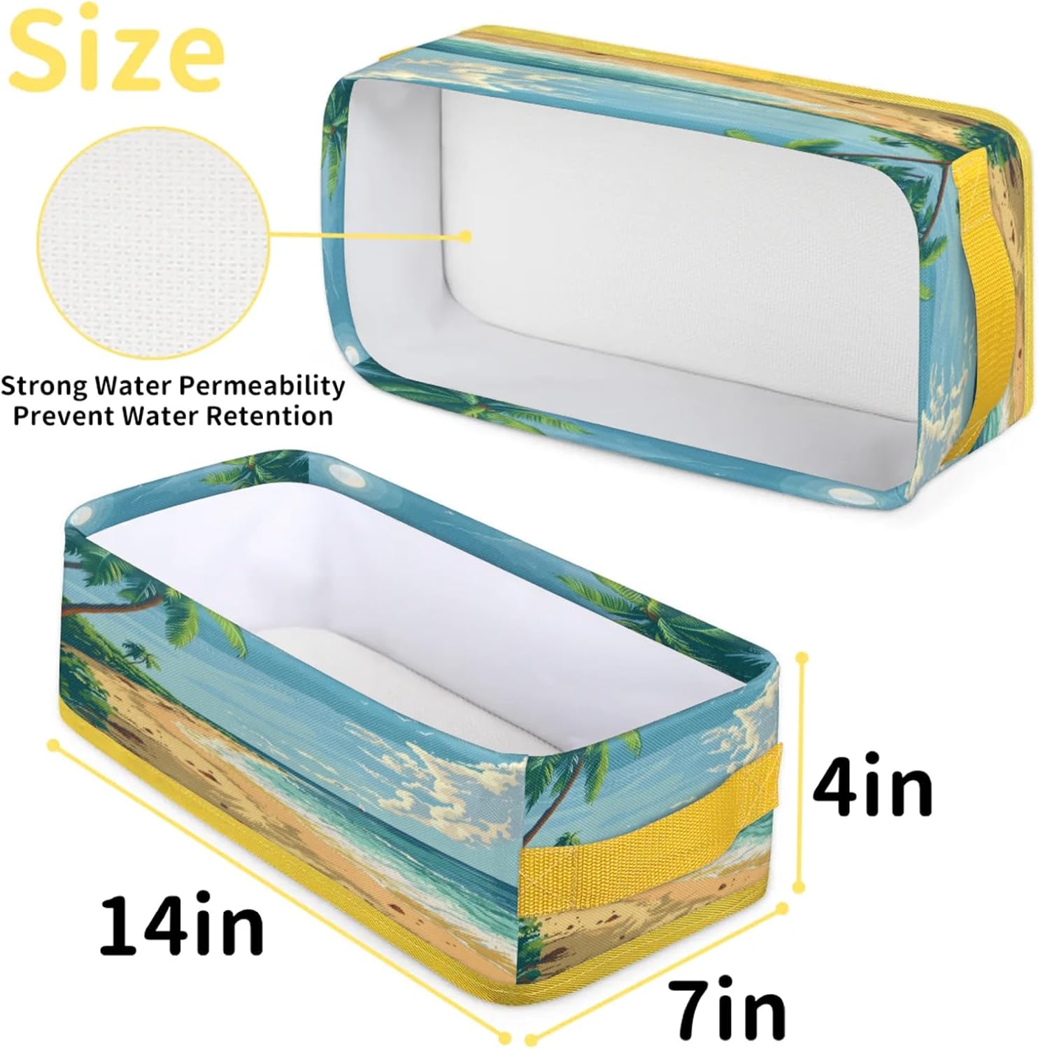 Tropical Beach Toilet Paper Basket with Handles