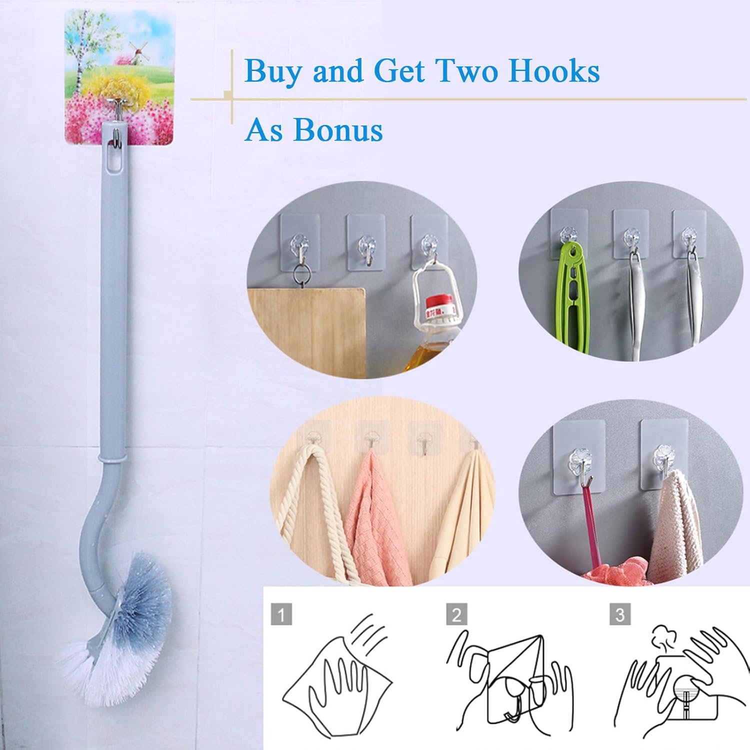 Ryhiac 2 Pack Curved Toilet Bowl Brush Without Holder 1