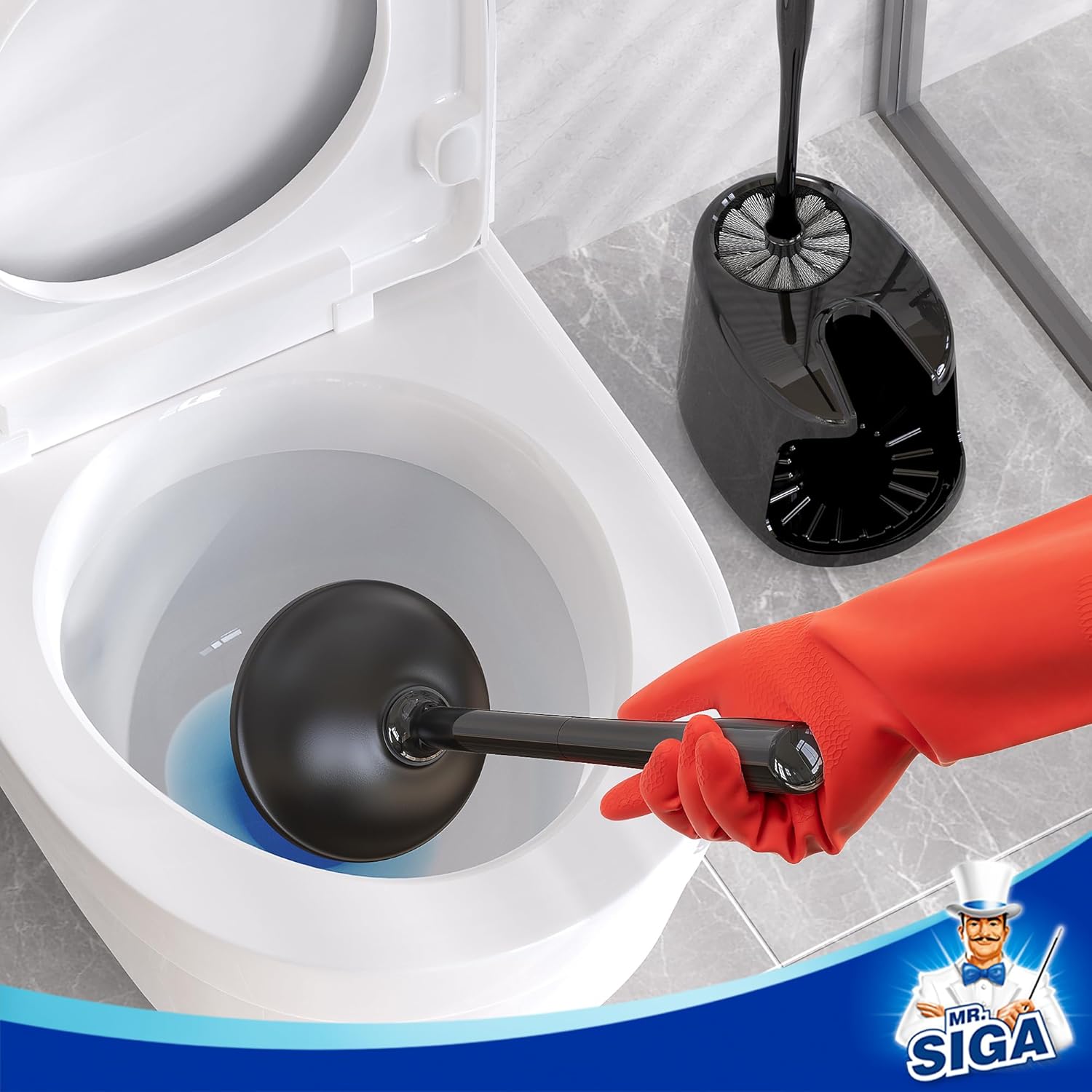 MRSIGA Toilet Plunger and Bowl Brush Set 1